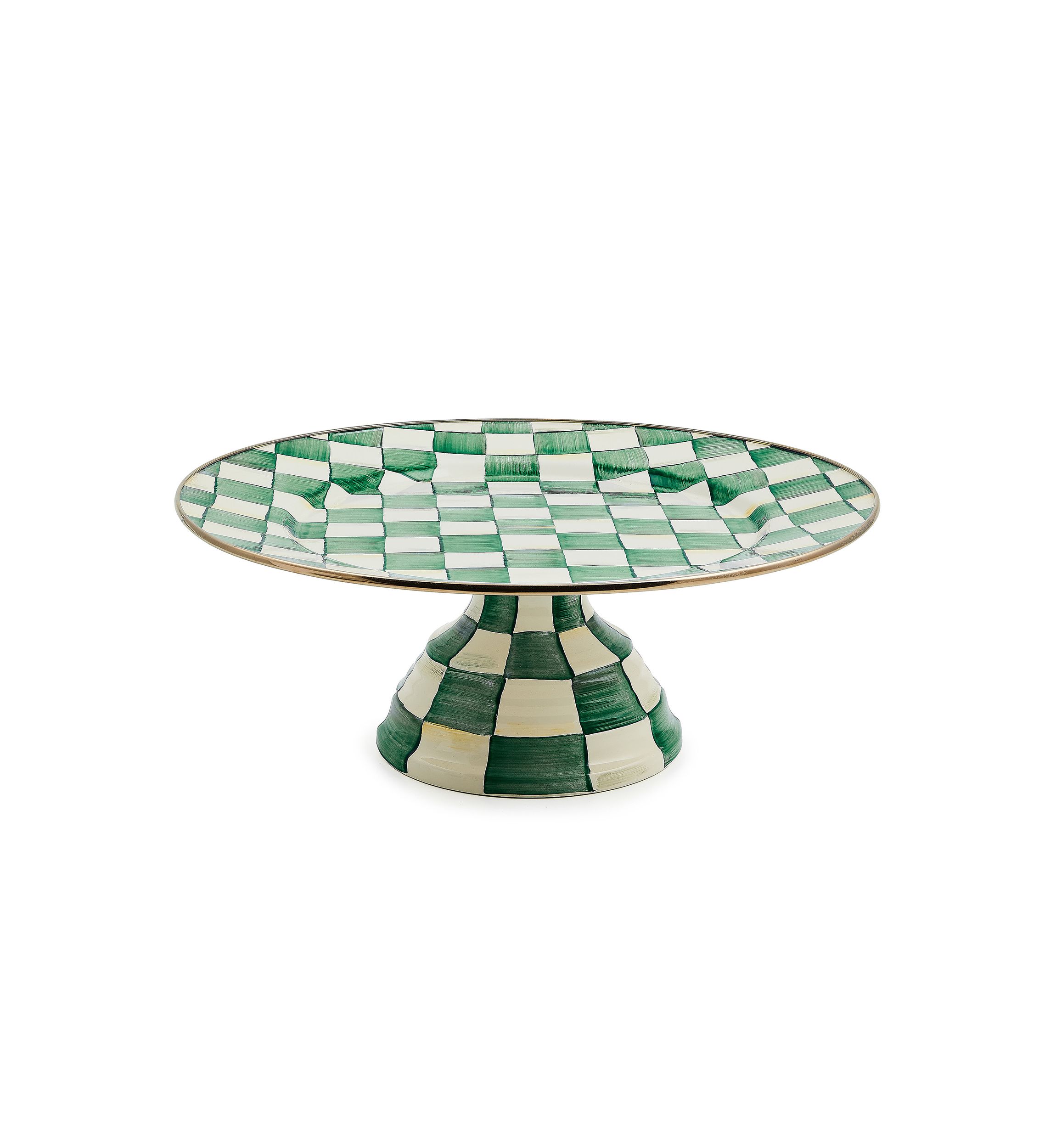Check Enamel Large Pedestal Platter
