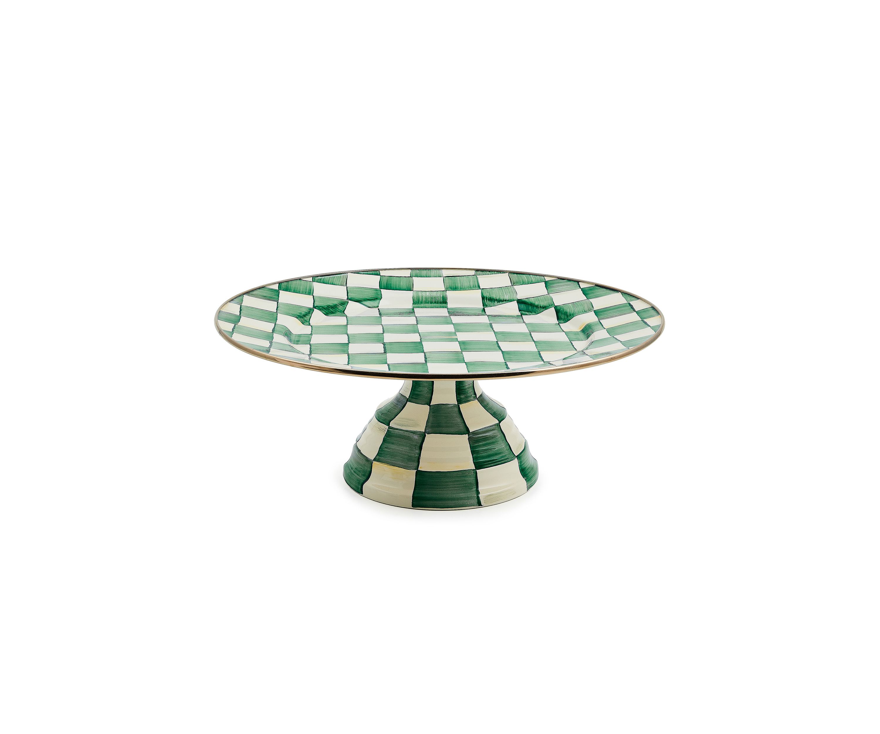 Check Enamel Large Pedestal Platter