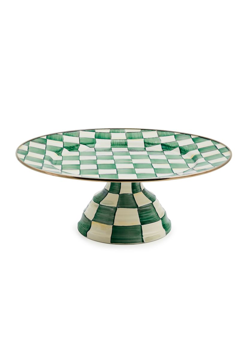 Check Enamel Large Pedestal Platter
