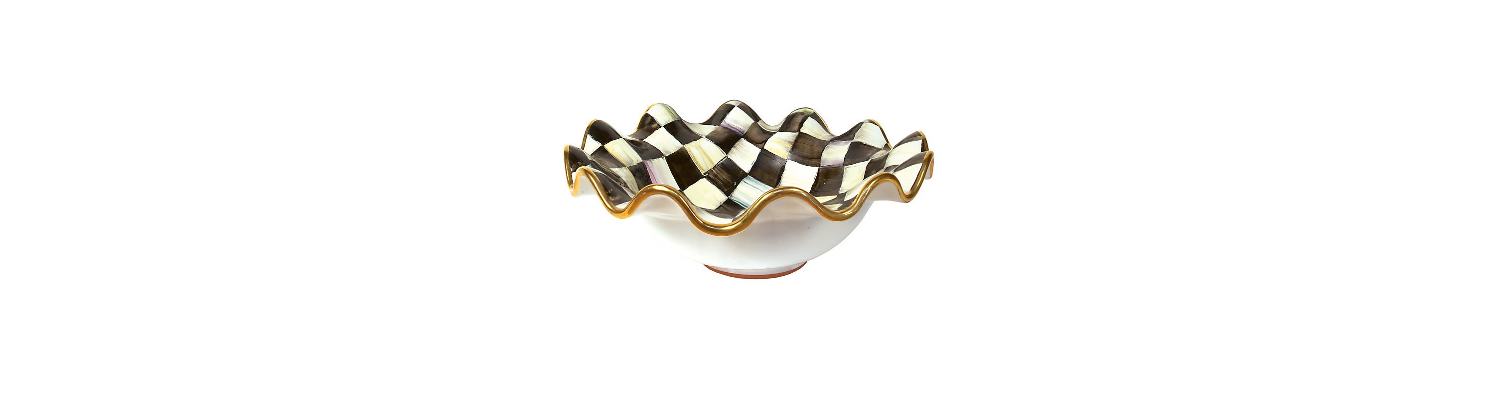 Courtly Check Medium Ceramic Fluted Serving Bowl