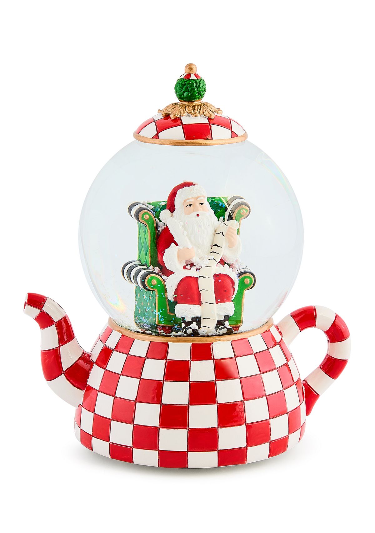 Check It Out Teapot Santa Snow Globe