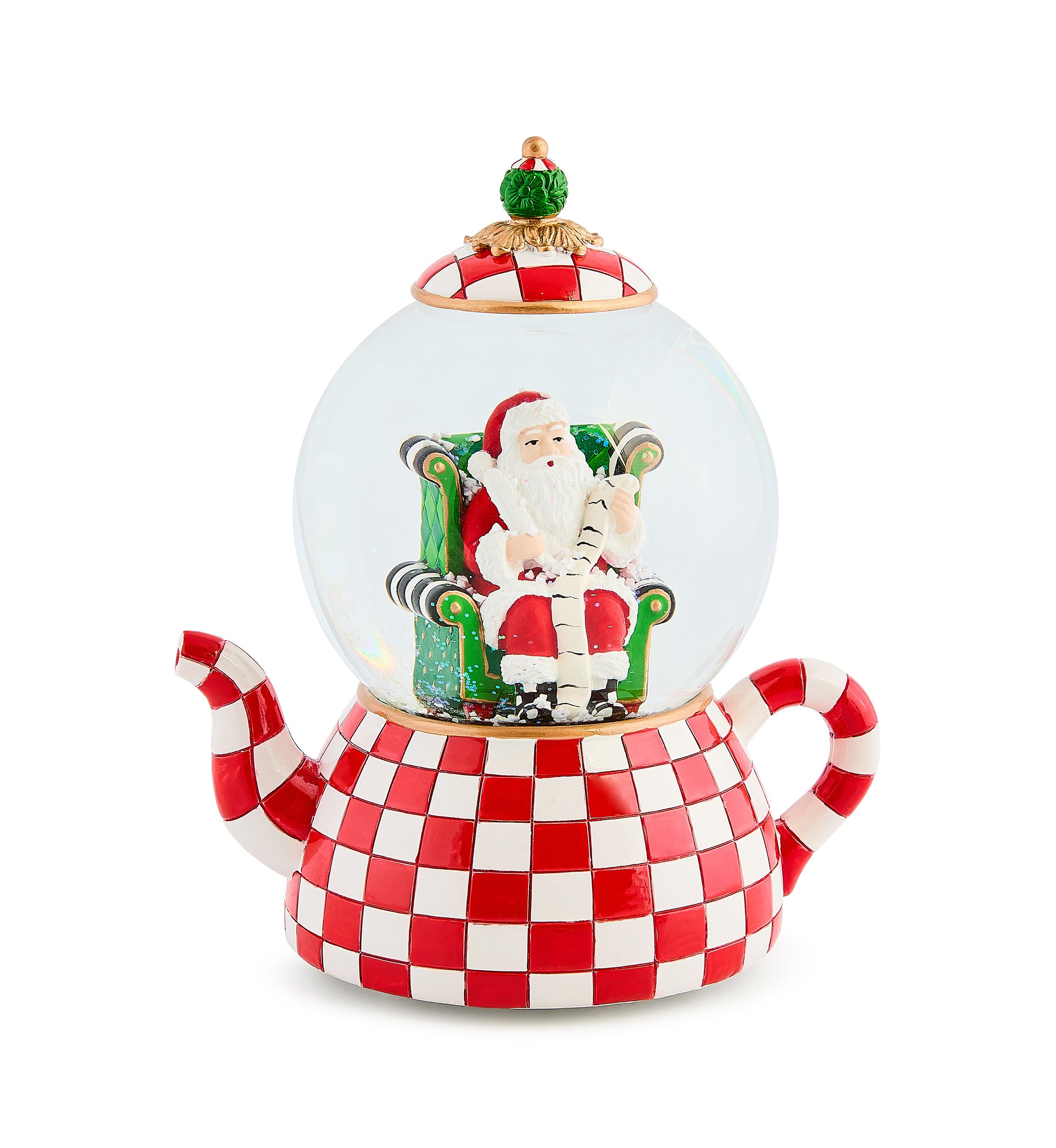 Check It Out Teapot Santa Snow Globe