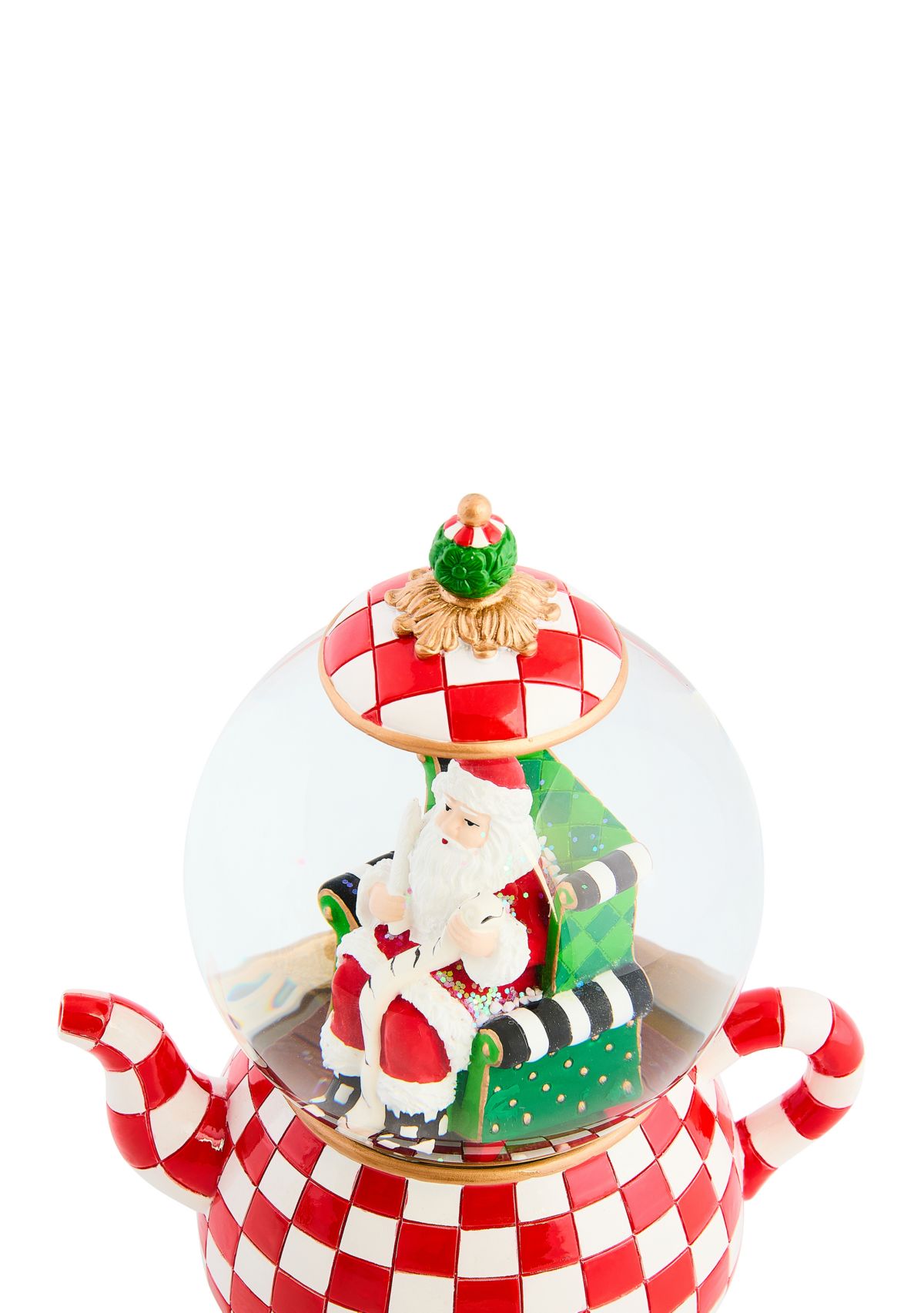 Check It Out Teapot Santa Snow Globe