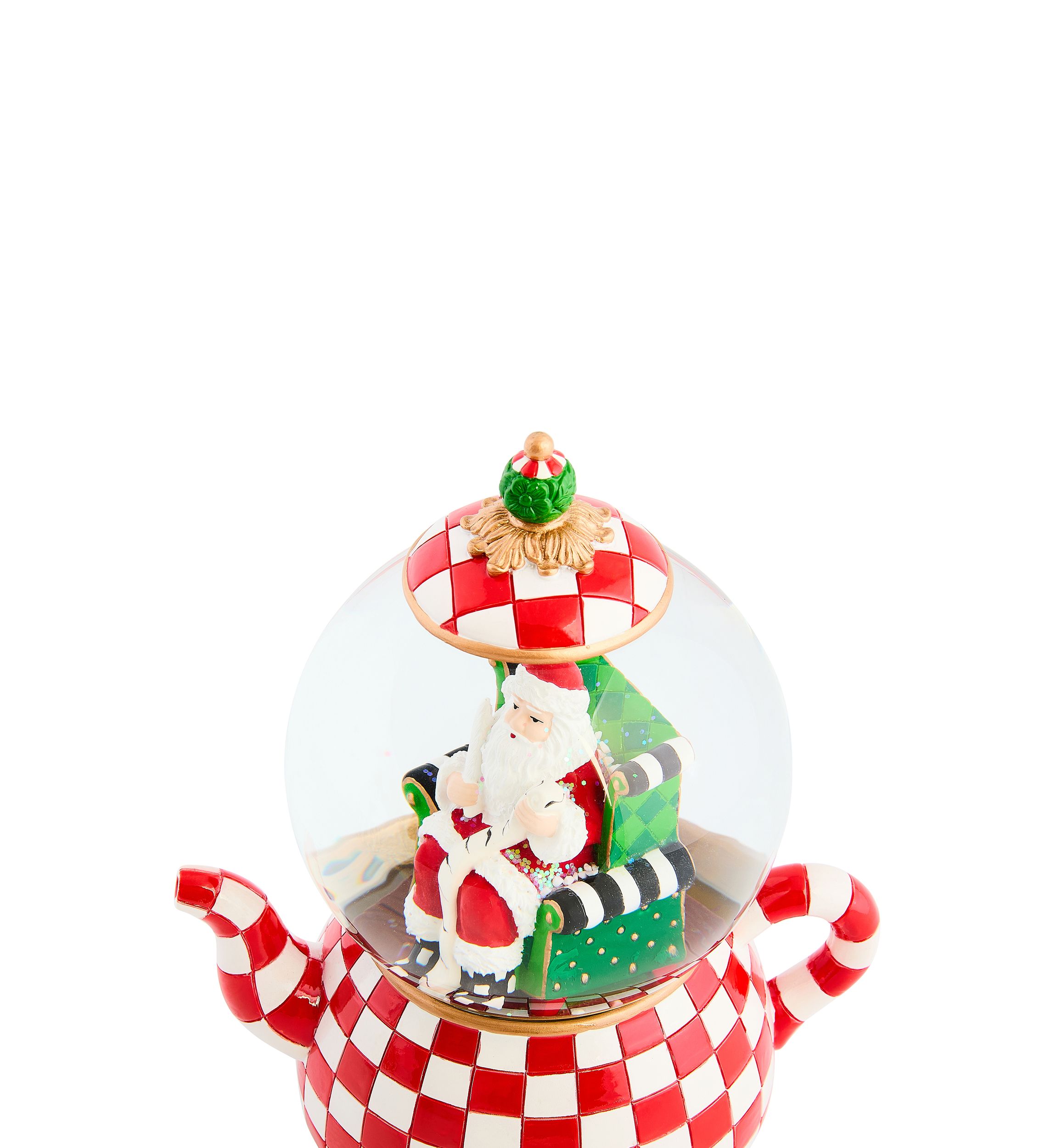 Check It Out Teapot Santa Snow Globe