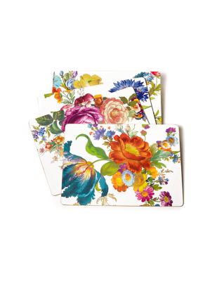 Flower Market White Placemats, Set of 4