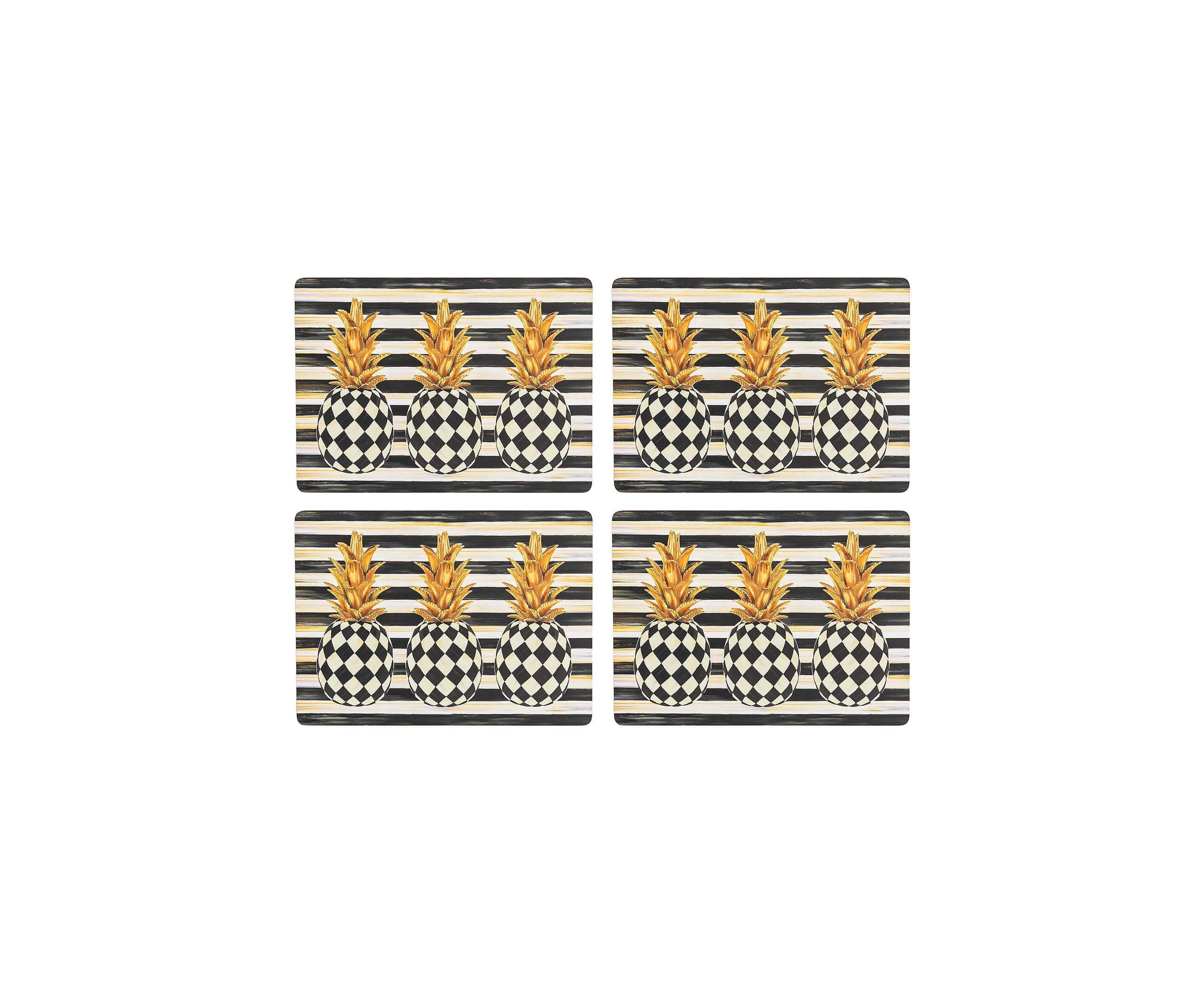 Set of 4 Pineapple Cork Back Placemats