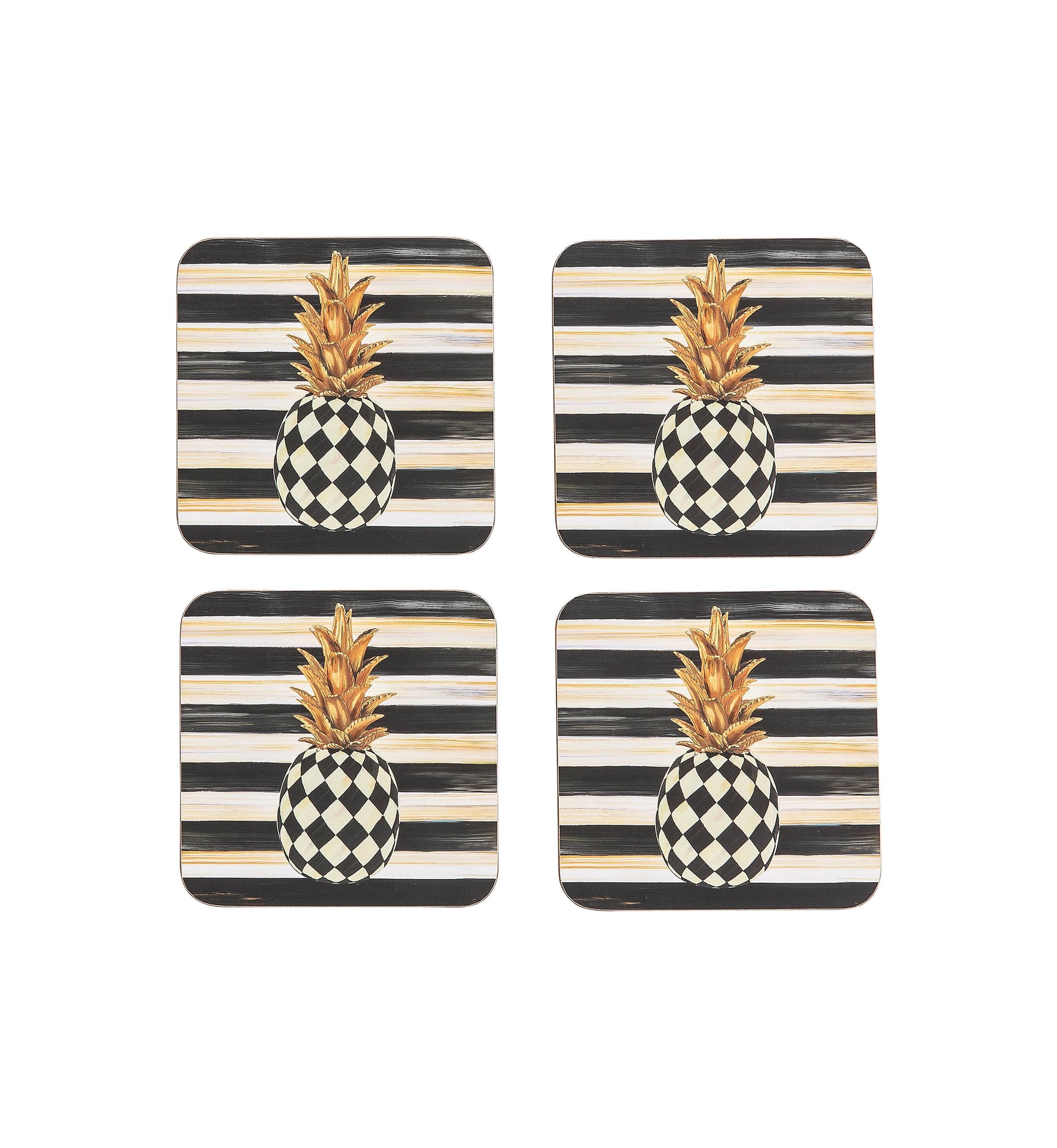 Set of 4 Pineapple Cork Back Coasters