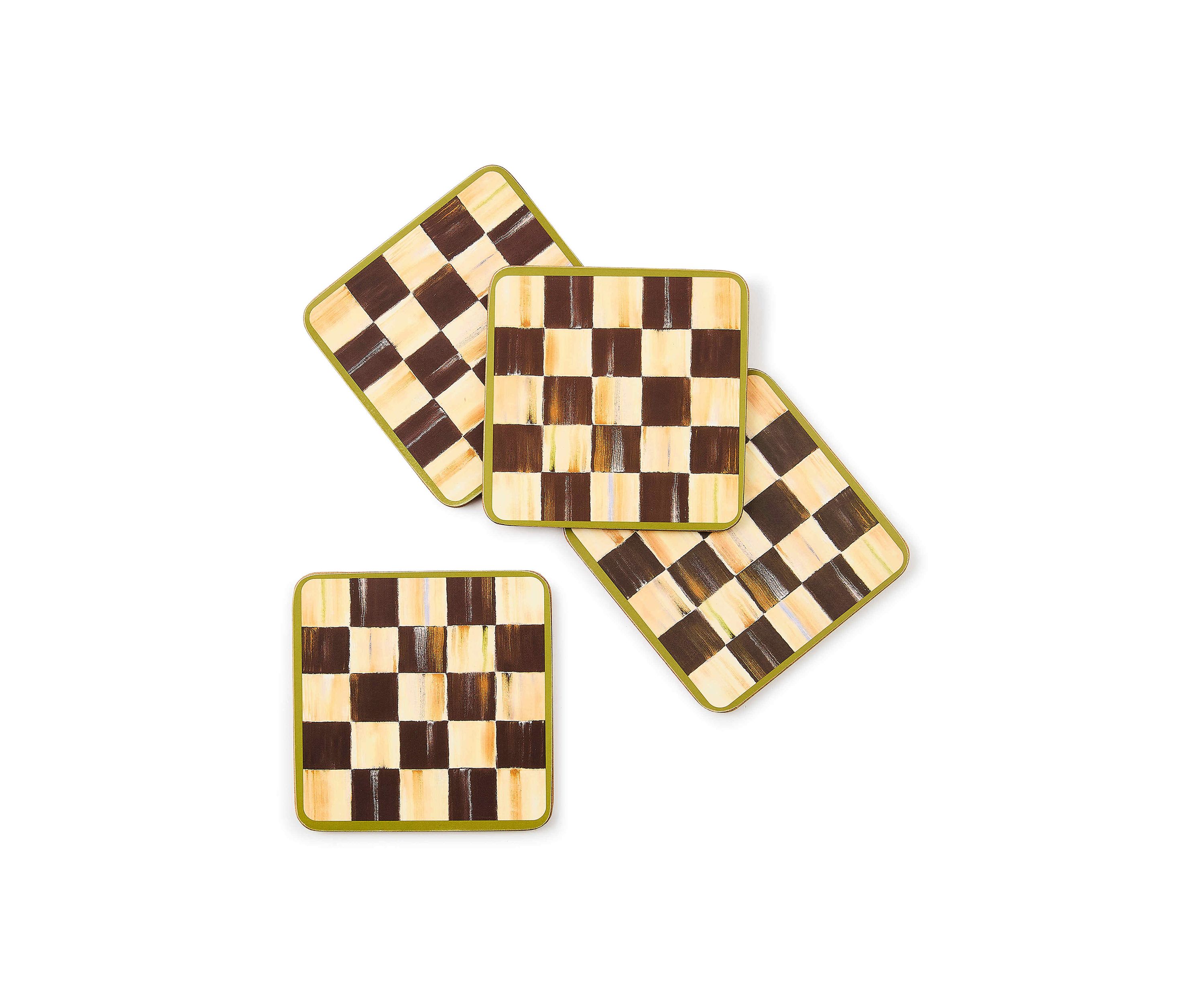 Check Cork Back Coasters, Set of 4