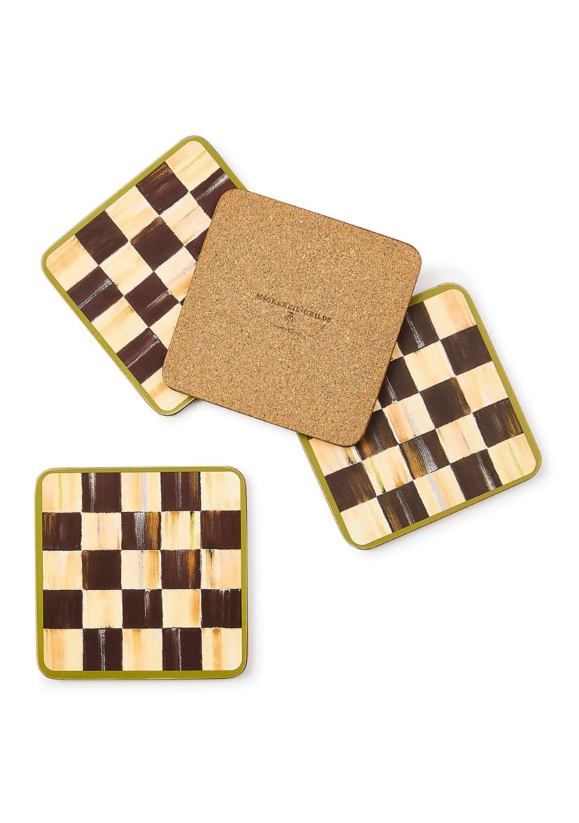 Check Cork Back Coasters, Set of 4