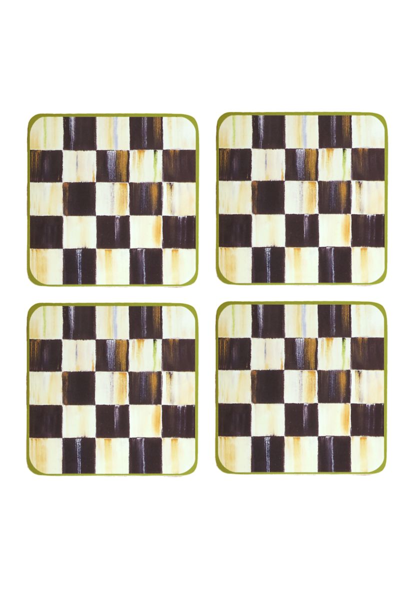 Check Cork Back Coasters, Set of 4