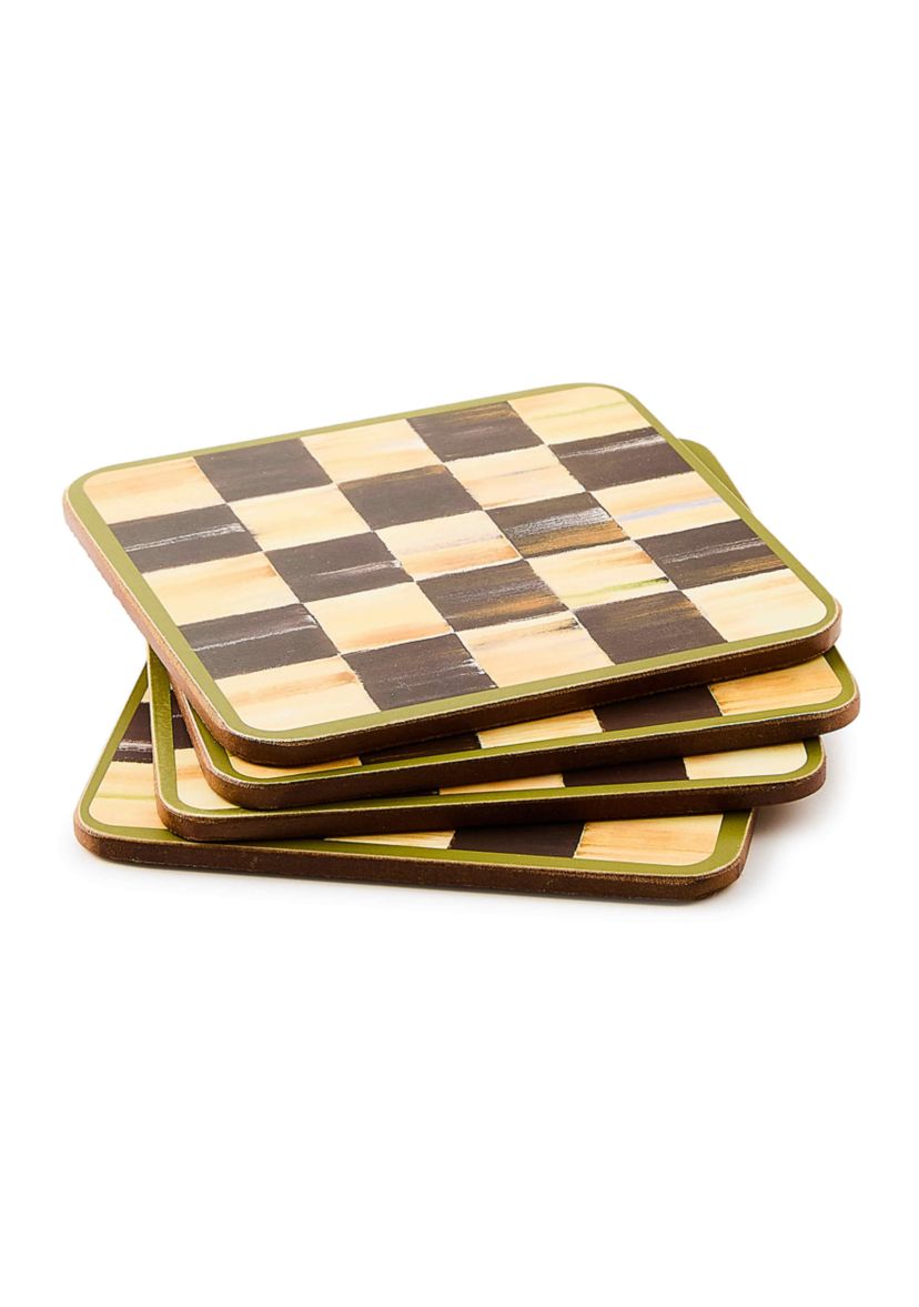 Check Cork Back Coasters, Set of 4