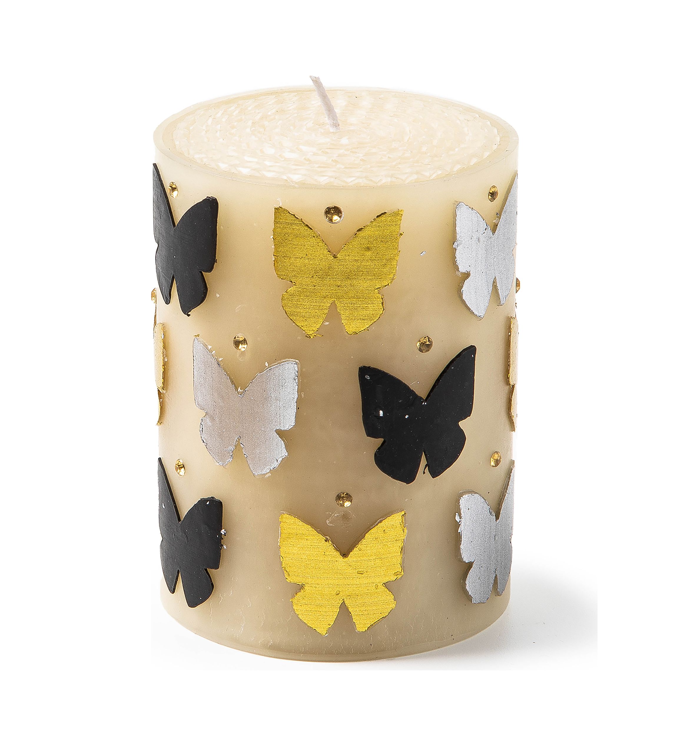 Butterfly Silver & Gold 4" Pillar Candle