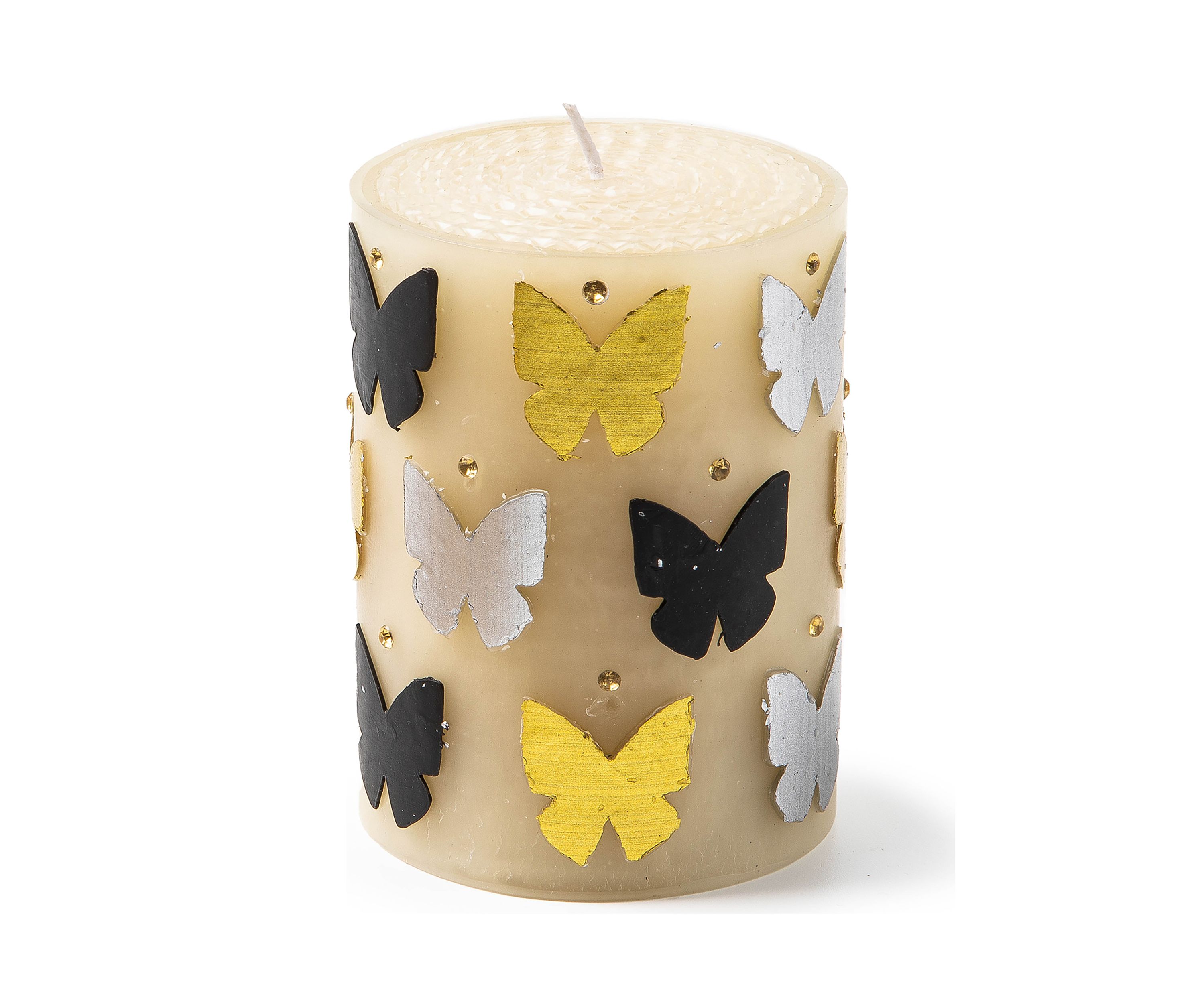 Butterfly Silver & Gold 4" Pillar Candle