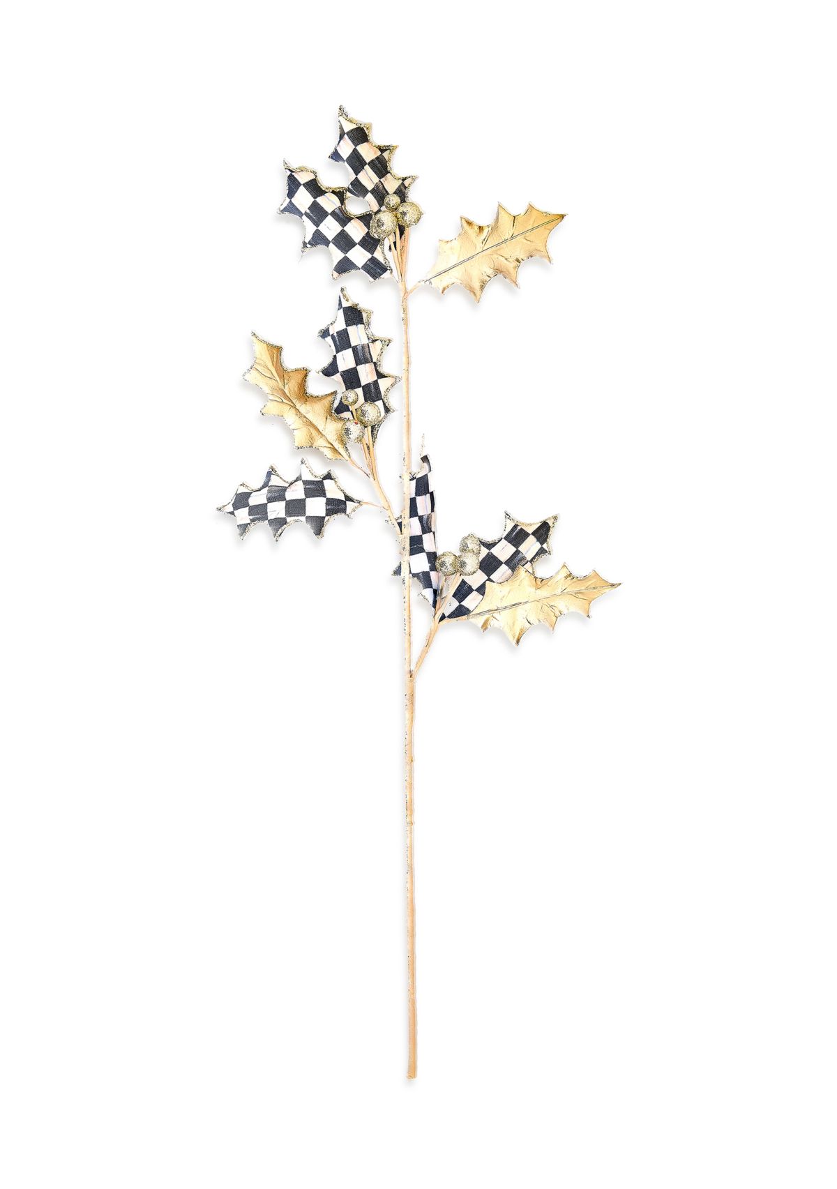 Courtly Noel Check Holly Leaf Spray