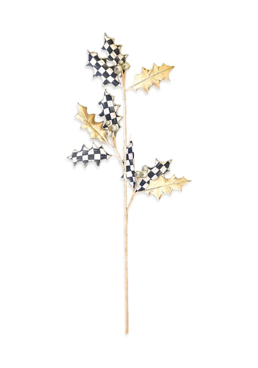 Courtly Noel Check Holly Leaf Spray