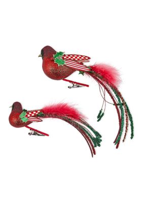 MacKenzie-Childs Check It Out Bird Clips Set of 2