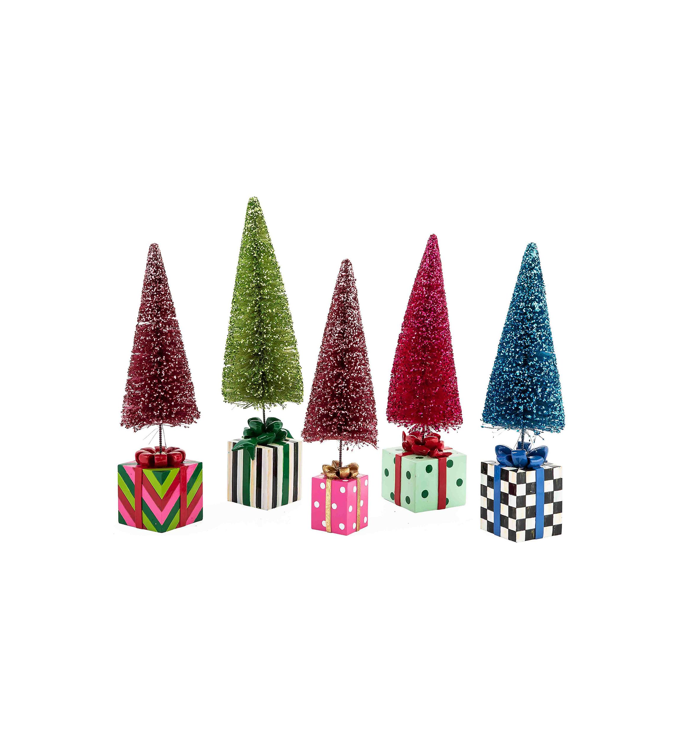 Granny Kitsch Bottle Brush Gift Trees - Set of 5