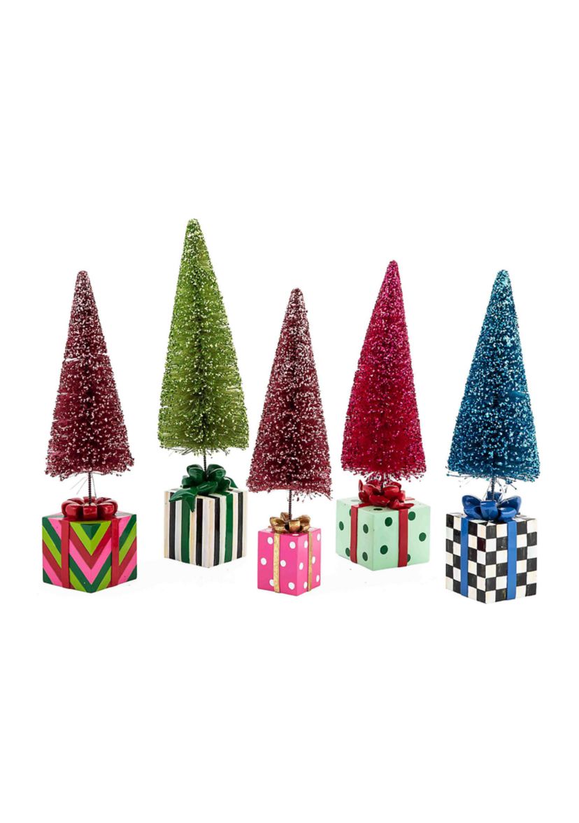 Granny Kitsch Bottle Brush Gift Trees - Set of 5