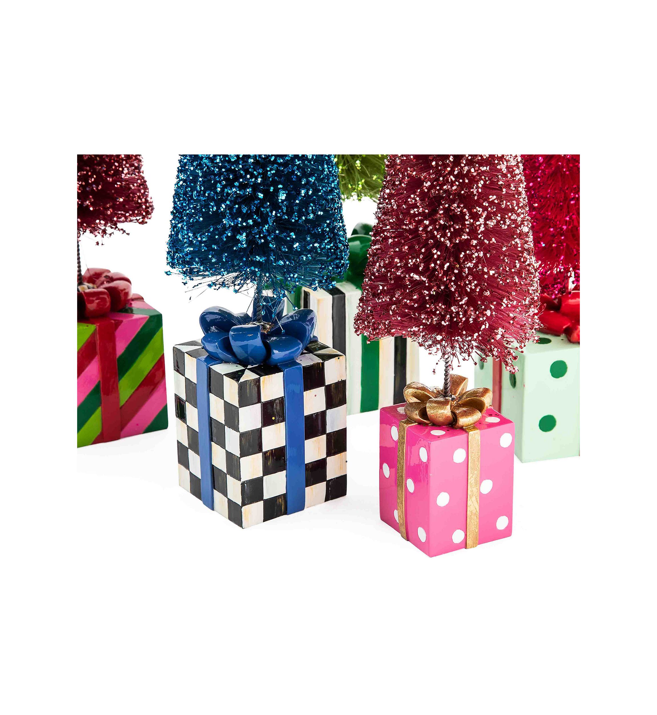 Granny Kitsch Bottle Brush Gift Trees - Set of 5