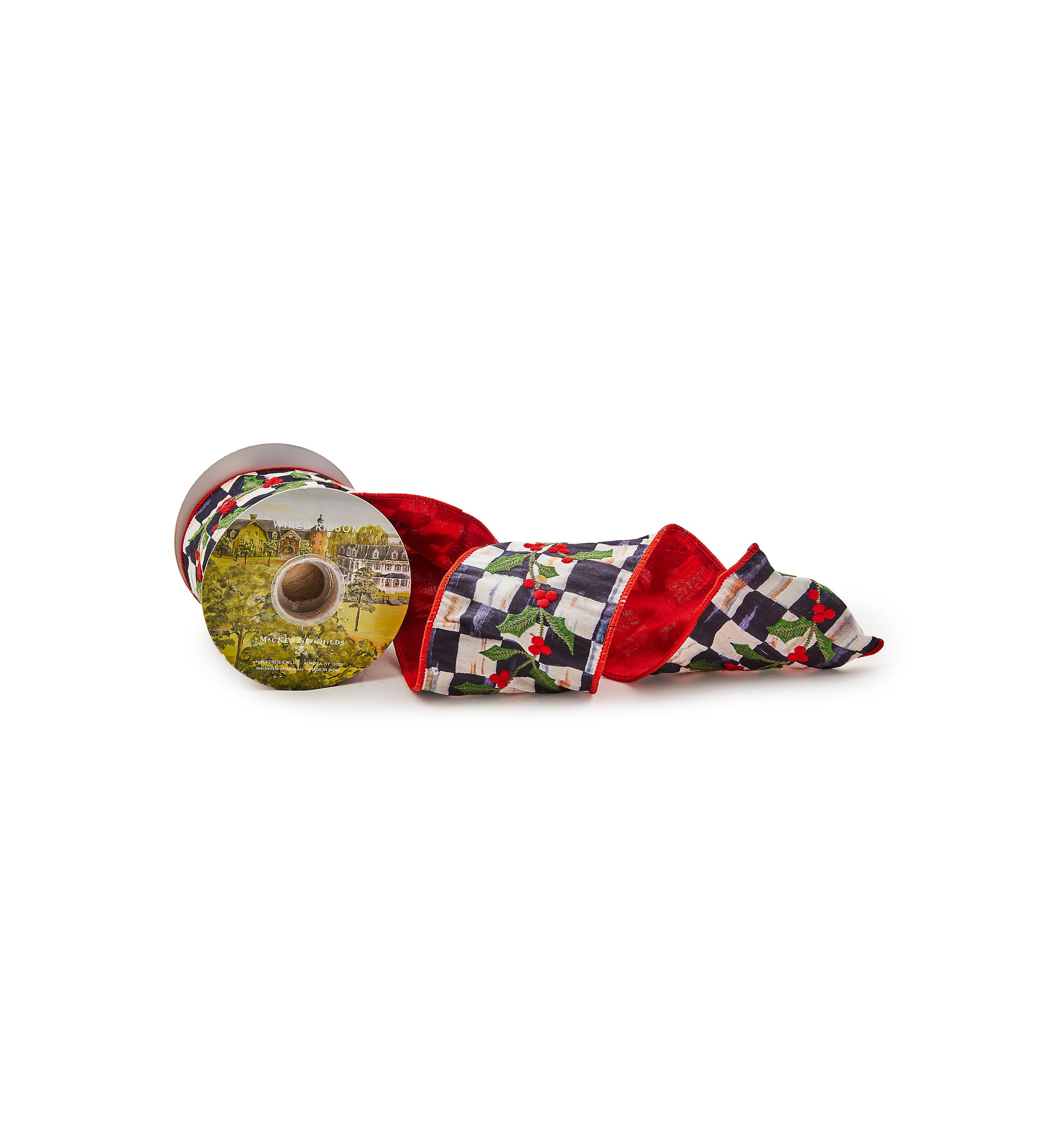 Cozy Christmas Holly Embroidery Ribbon