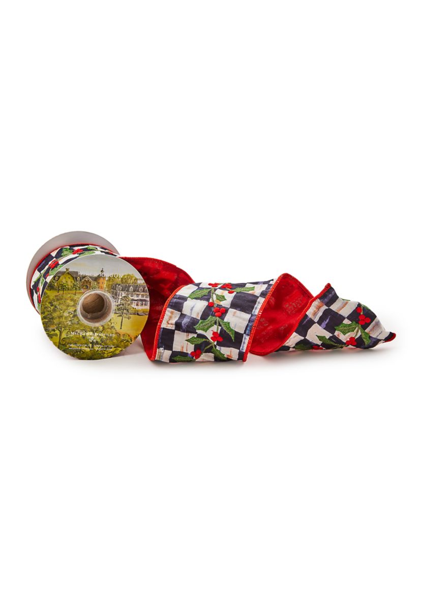 Cozy Christmas Holly Embroidery Ribbon