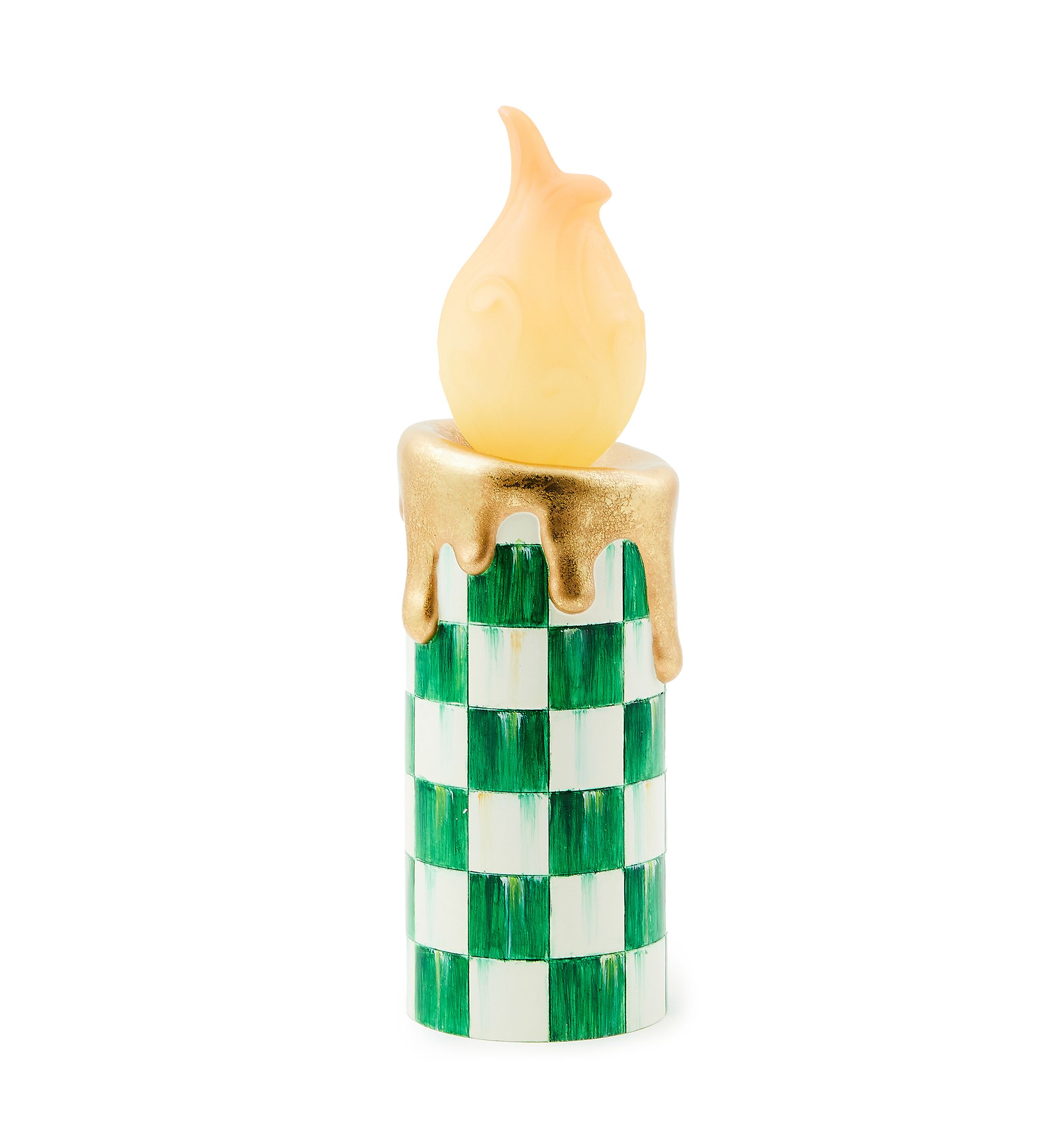 Illuminated Green Check Candle