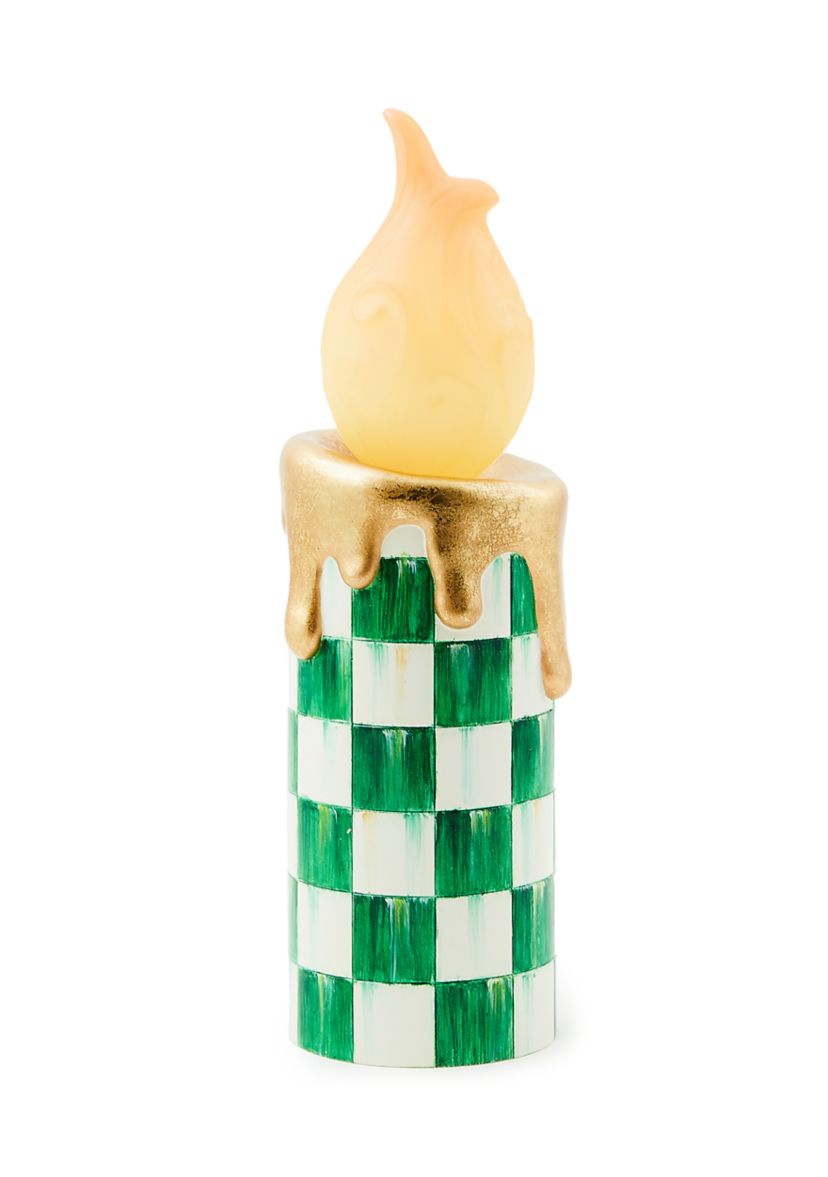 Illuminated Green Check Candle