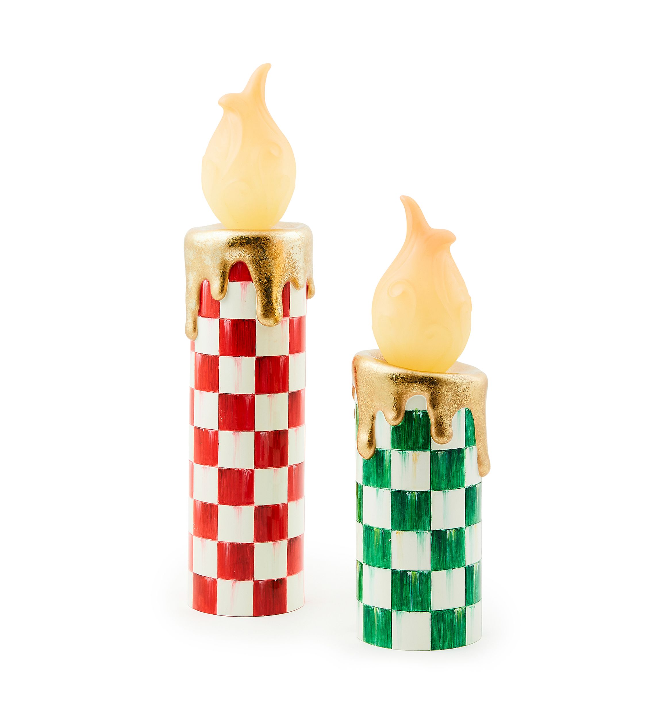 Illuminated Green Check Candle