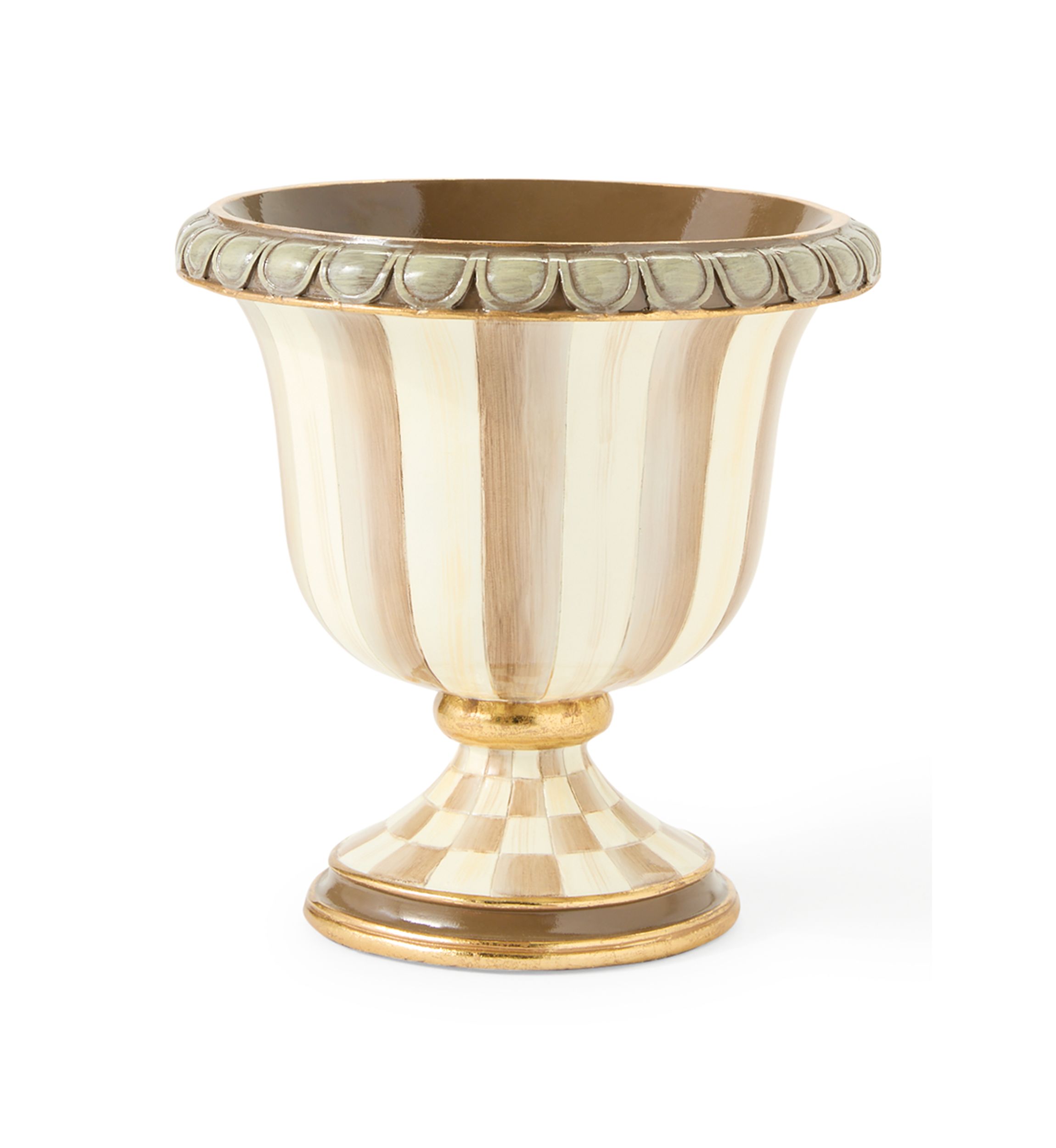 Mocha Stripe Tabletop Urn