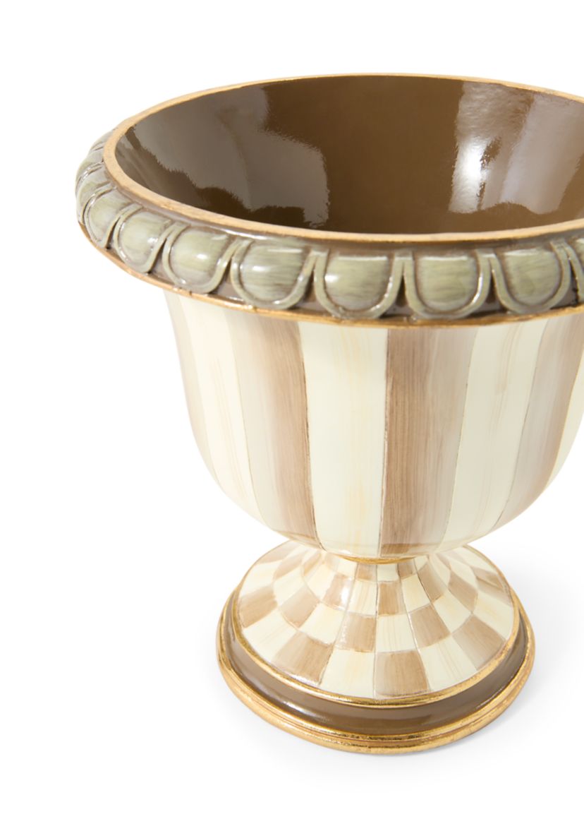 Mocha Stripe Tabletop Urn