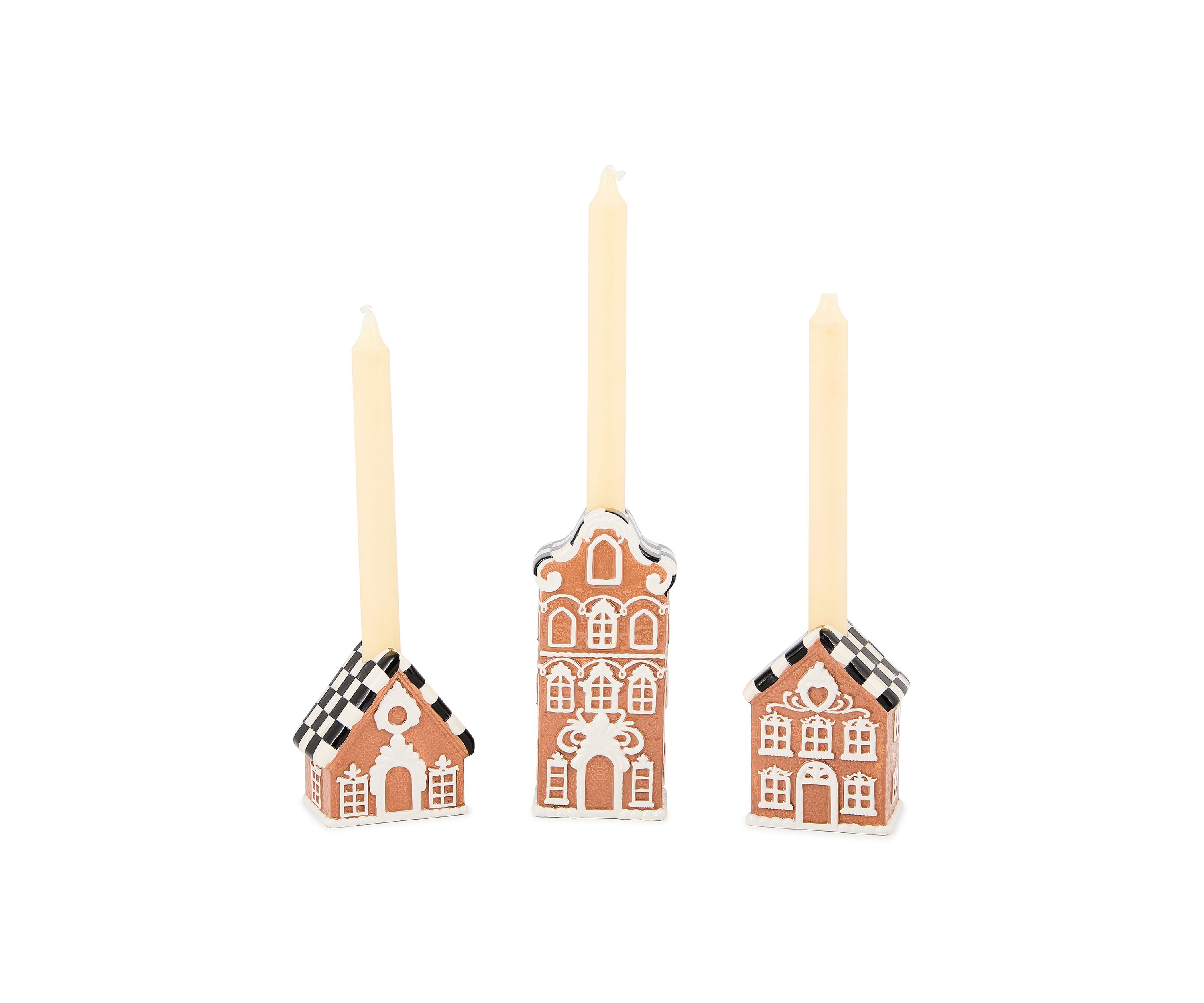 Gingerbread Village Candle Holders Set of 3