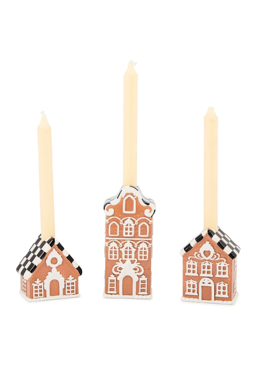 Gingerbread Village Candle Holders Set of 3