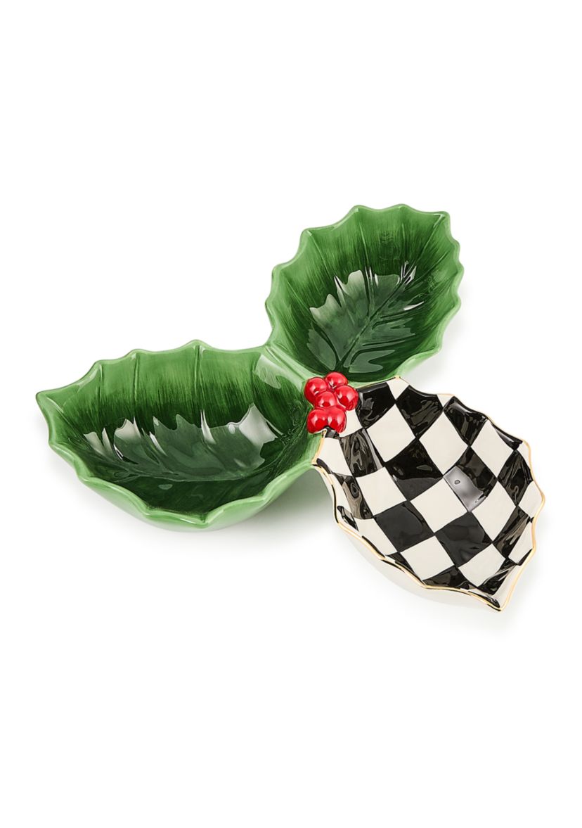 Holly Leaf Ceramic Candy Dish