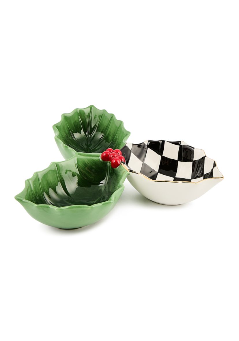 Holly Leaf Ceramic Candy Dish