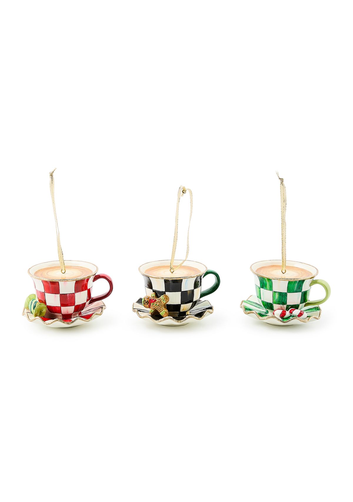 Check It Out Teacup Ornaments - Set of 3