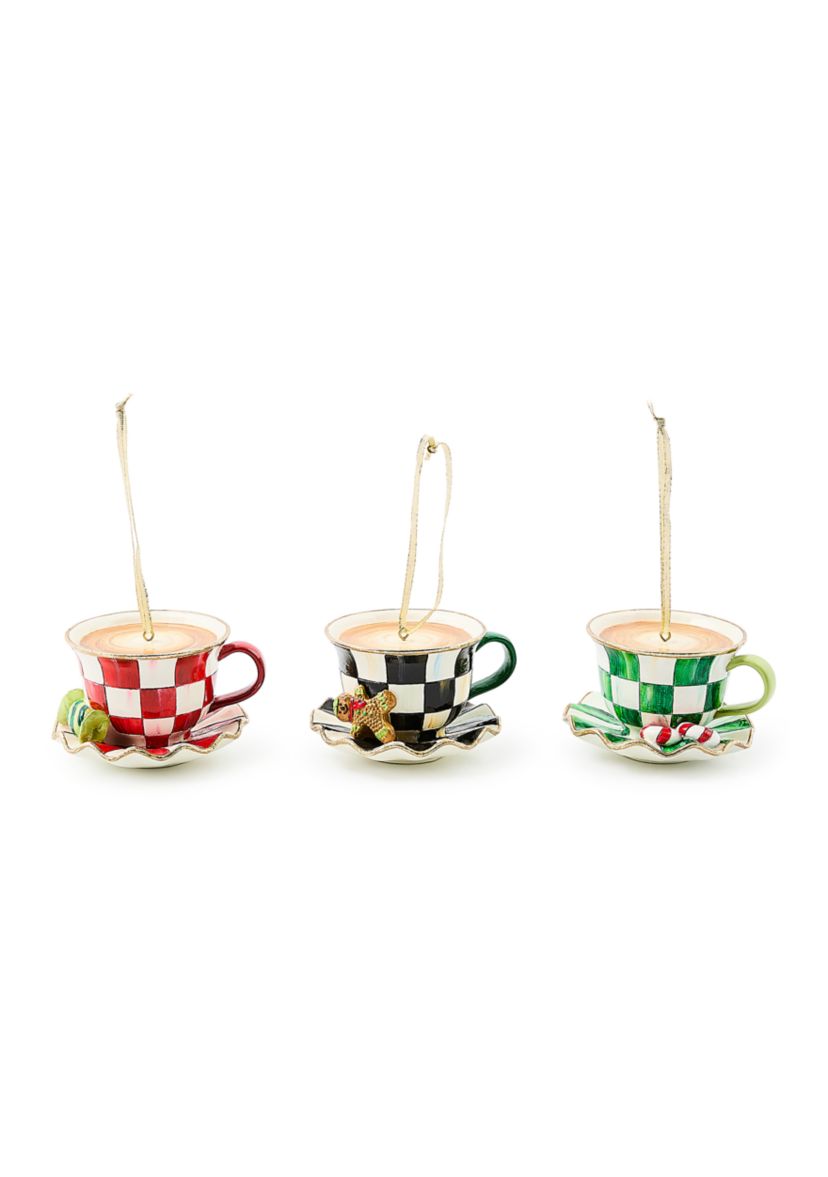 Check It Out Teacup Ornaments - Set of 3