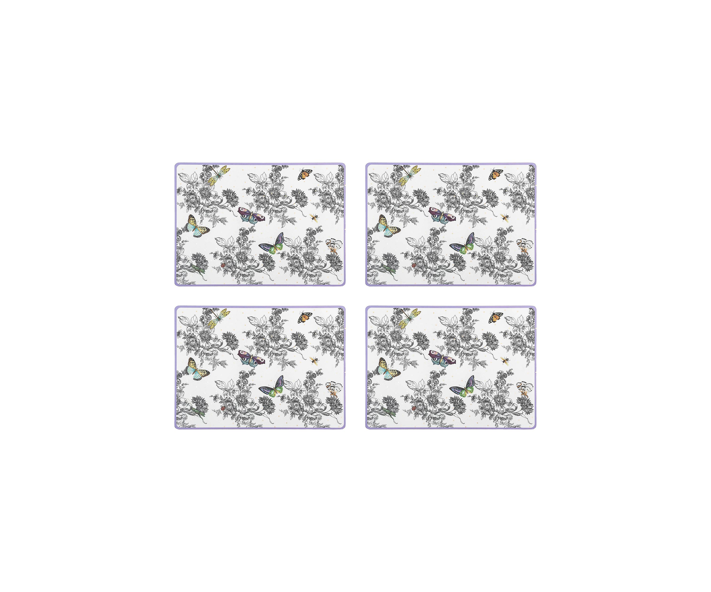 Set of 4 Butterfly Toile Cork Back Placemats