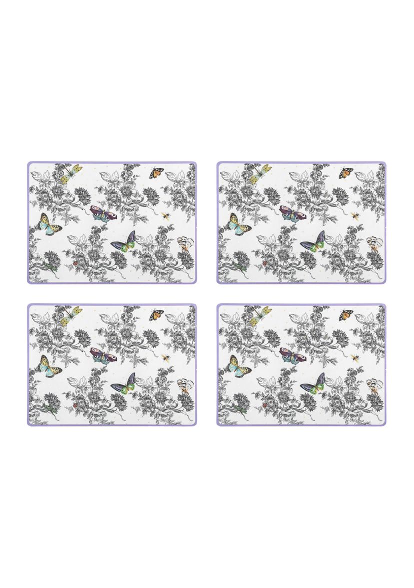 Set of 4 Butterfly Toile Cork Back Placemats