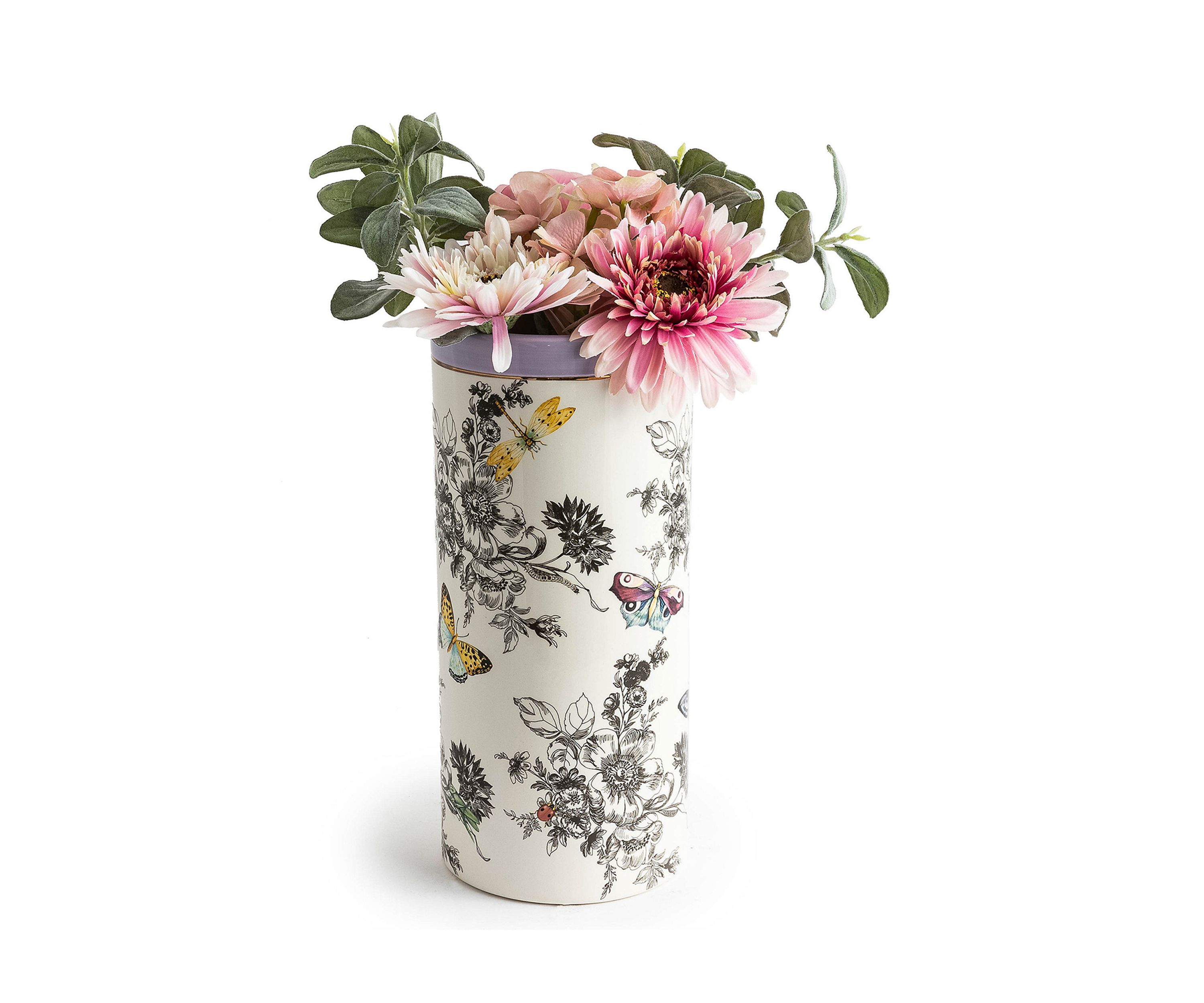 Butterfly Toile Tall Vase