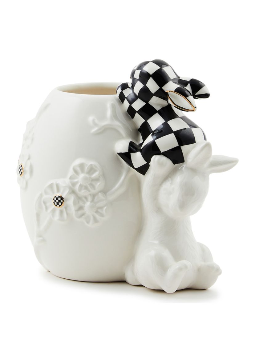 White Rabbit Ceramic Climbing Bunnies Vase