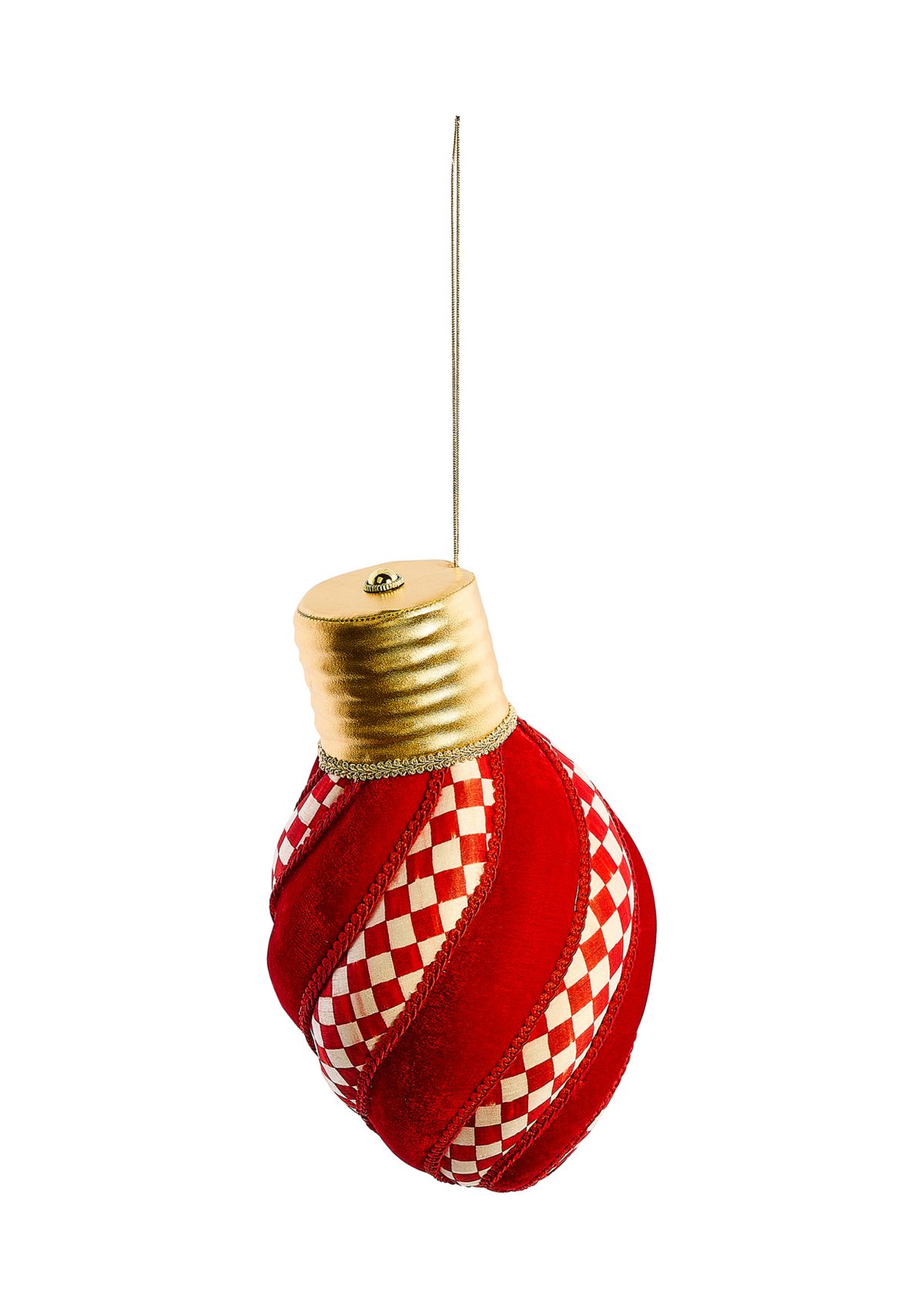 Check It Out Red Check Lightbulb Fabric Ornament