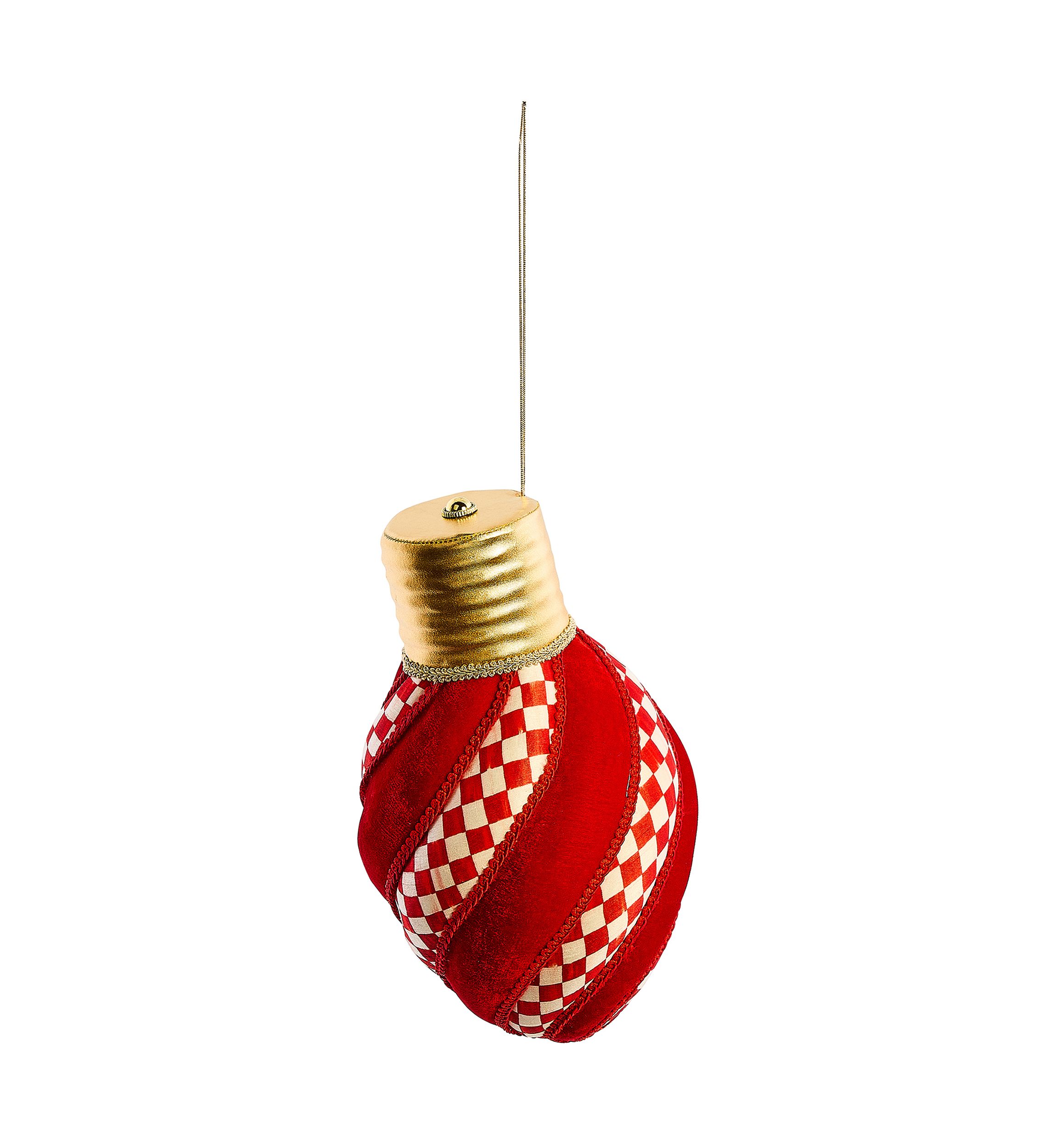 Check It Out Red Check Lightbulb Fabric Ornament