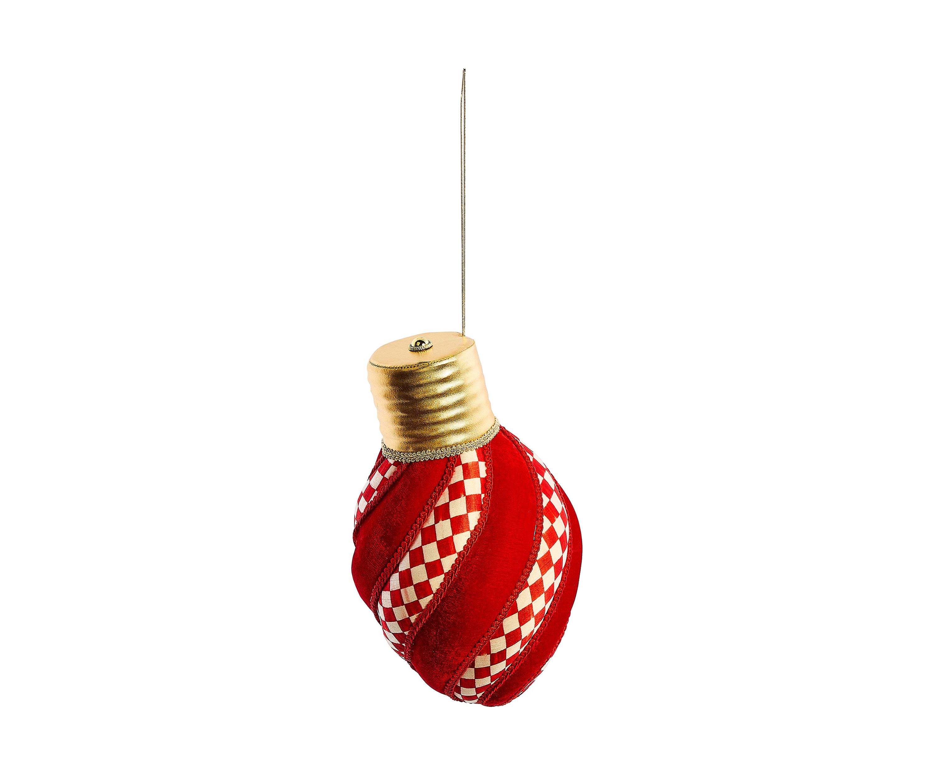 Check It Out Red Check Lightbulb Fabric Ornament