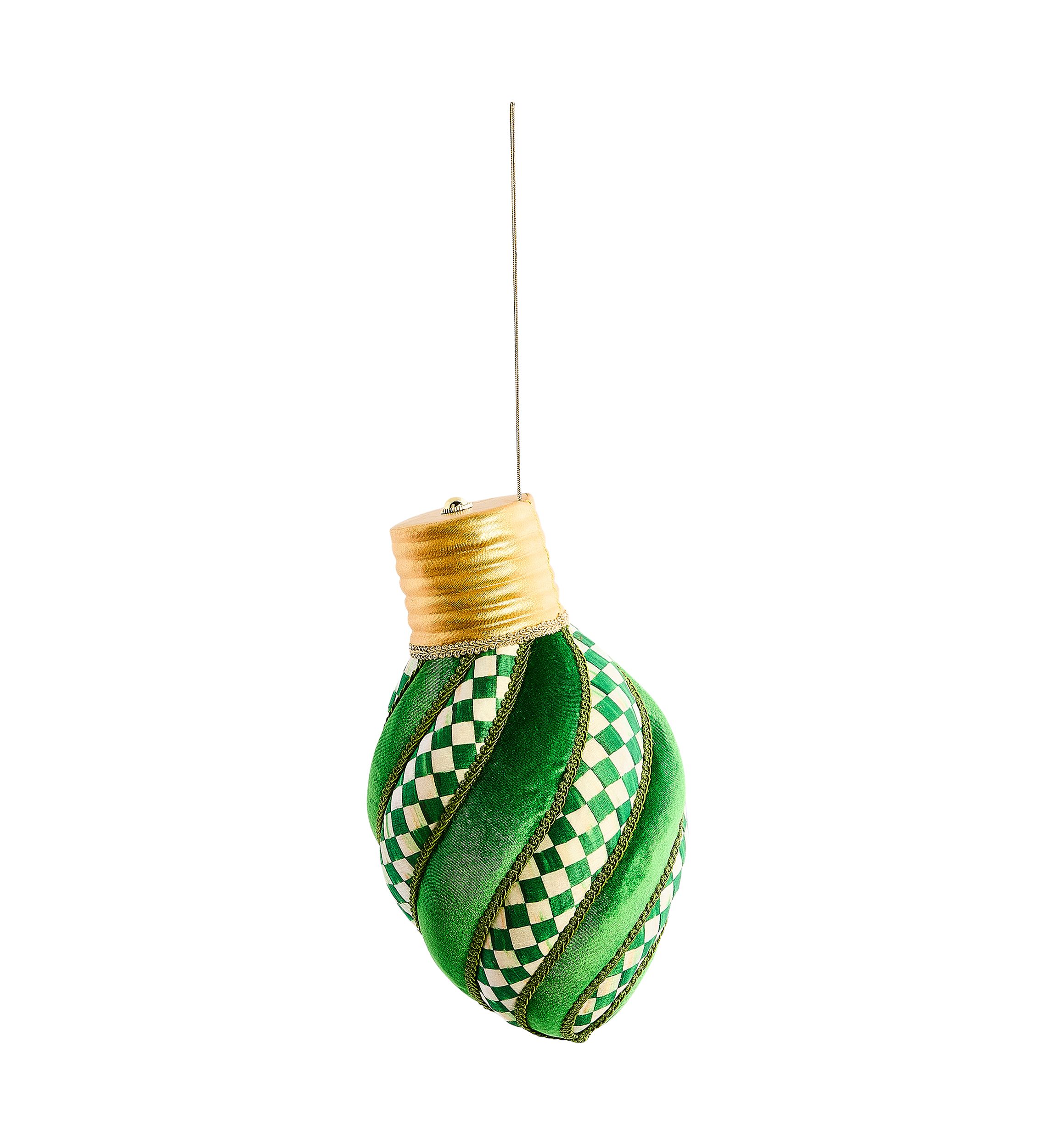Check It Out Green Check Lightbulb Fabric Ornament