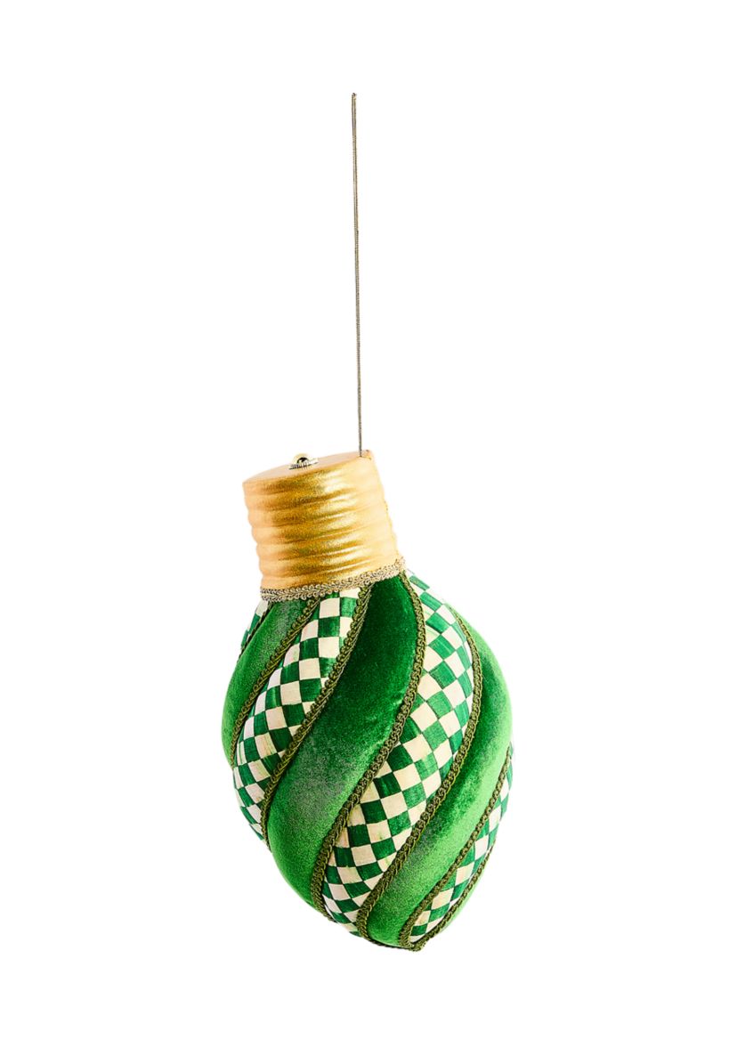 Check It Out Green Check Lightbulb Fabric Ornament