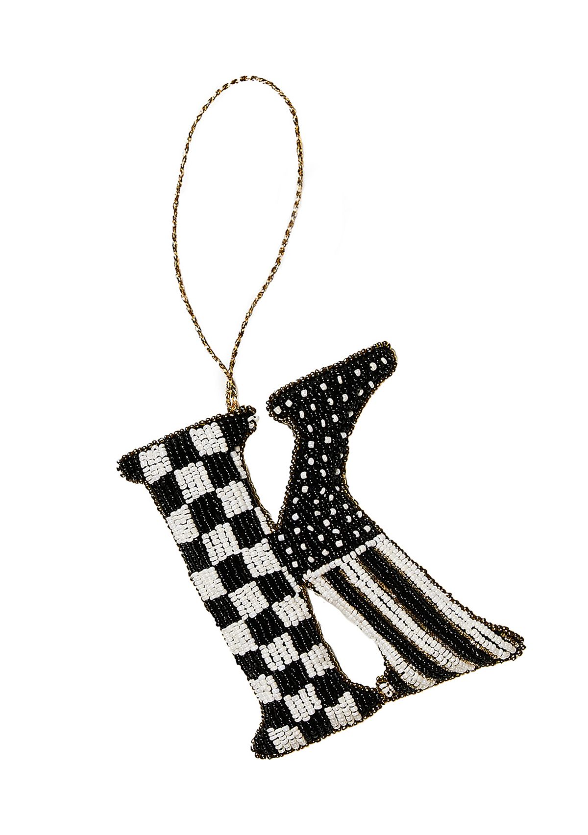 Monogram Beaded "K" Ornament