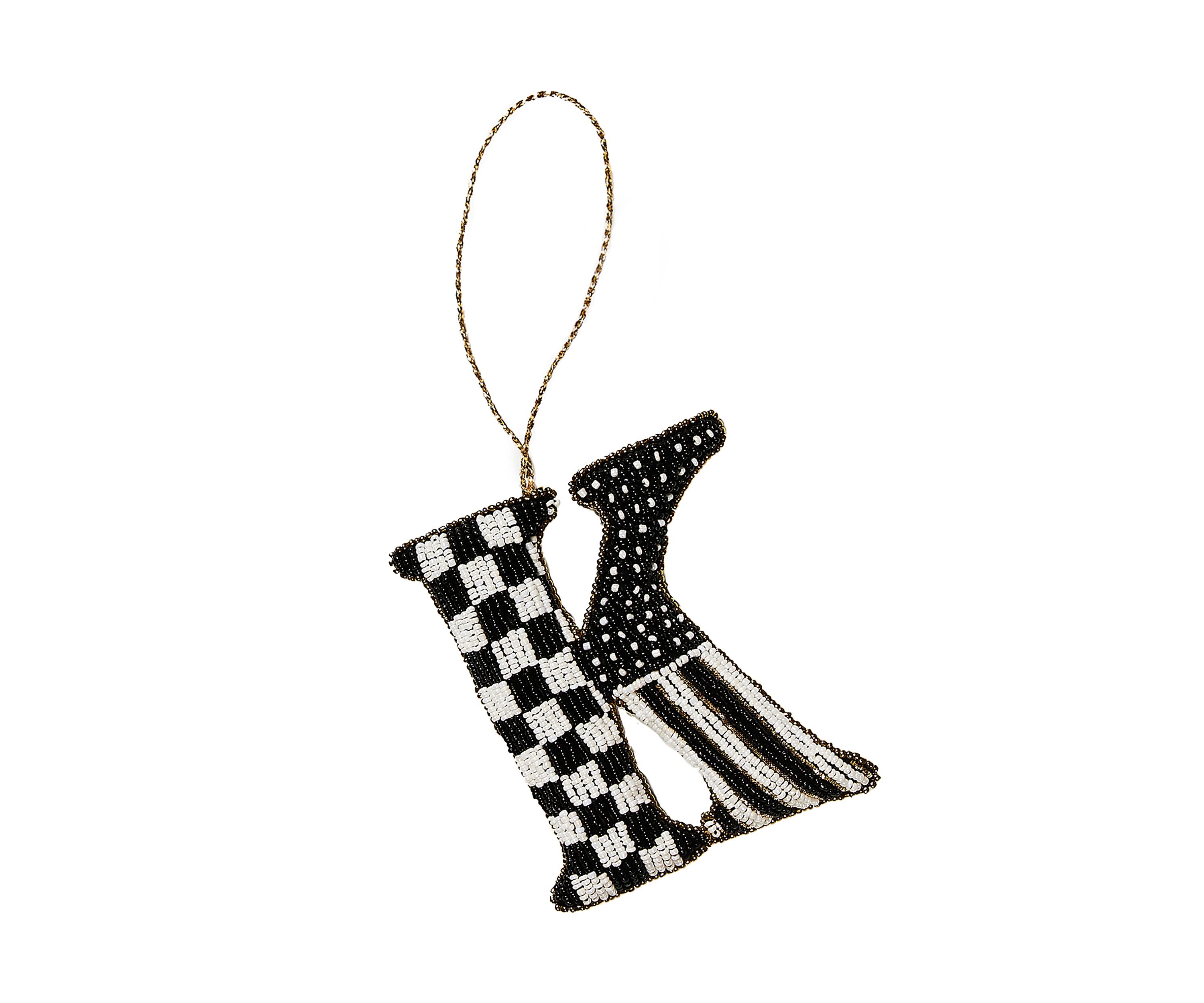 Monogram Beaded "K" Ornament