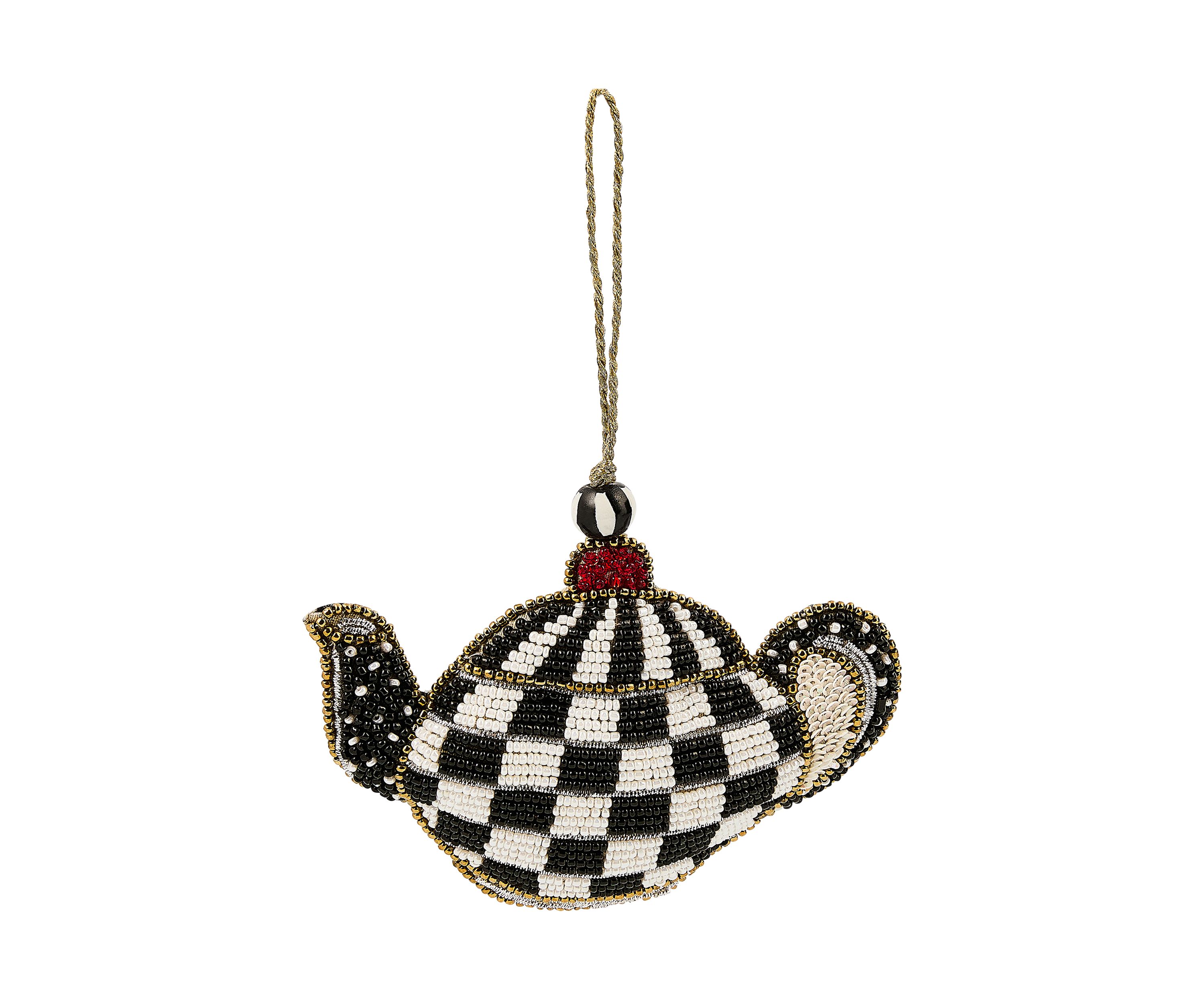 Courtly Check Teapot Beaded Ornament