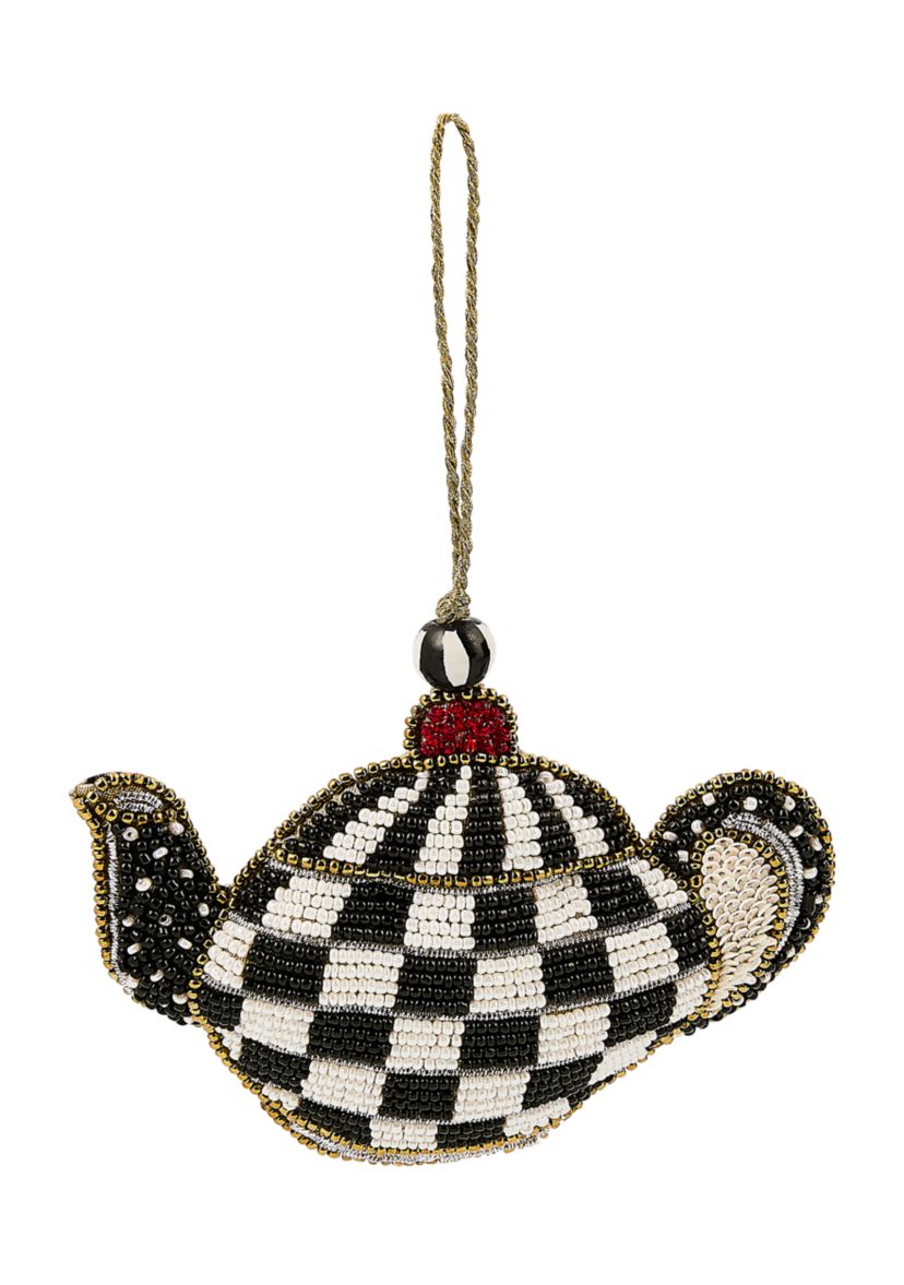 Courtly Check Teapot Beaded Ornament