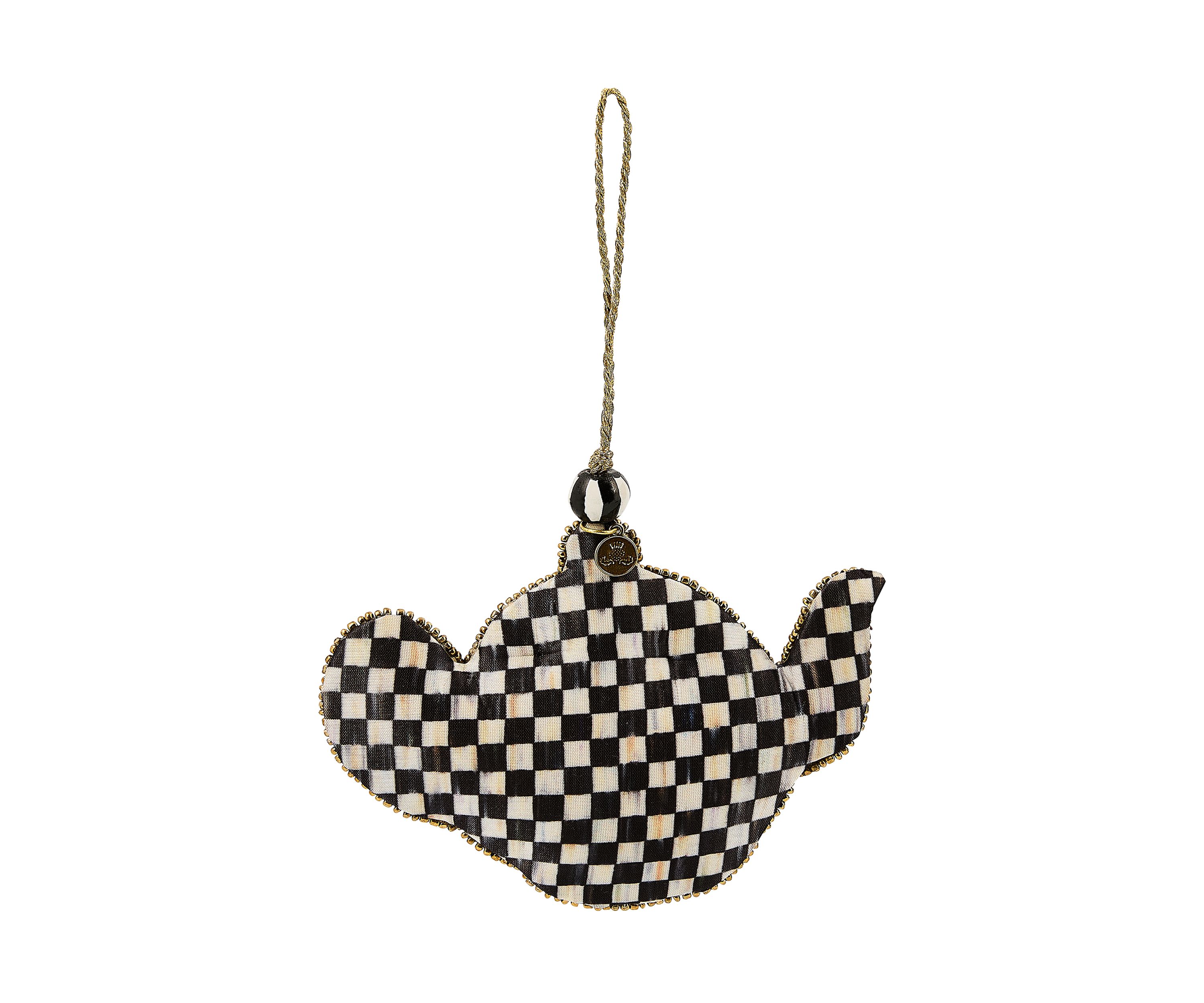 Courtly Check Teapot Beaded Ornament